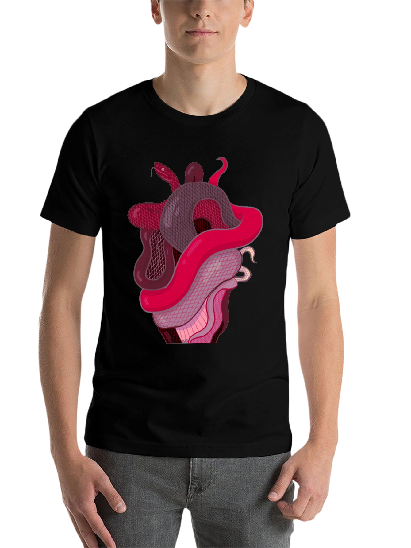 Black Snake Heart Graphic Tee - Stylish Black T-Shirt view 7