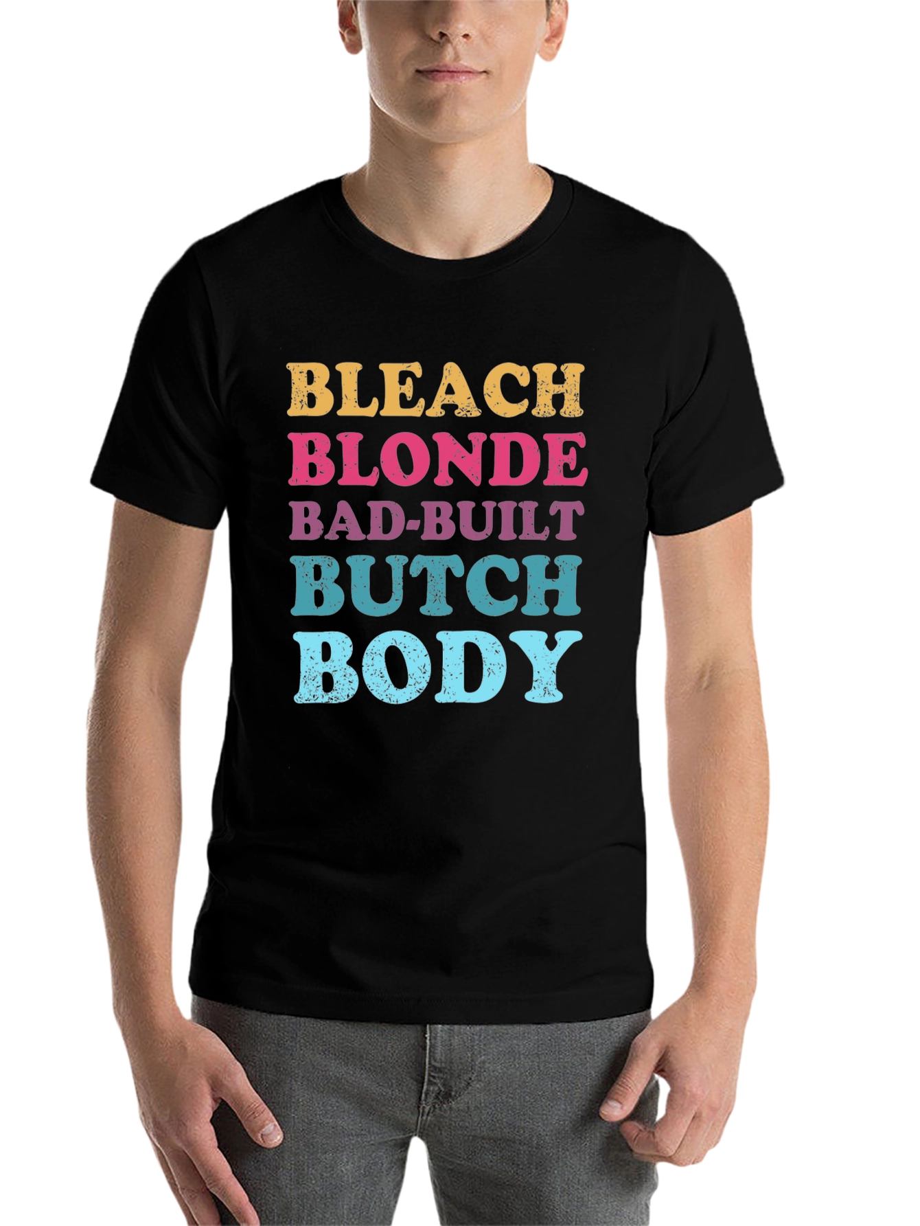 Black Bleach Blonde Bad-Built Butch Body Graphic Tee view 7