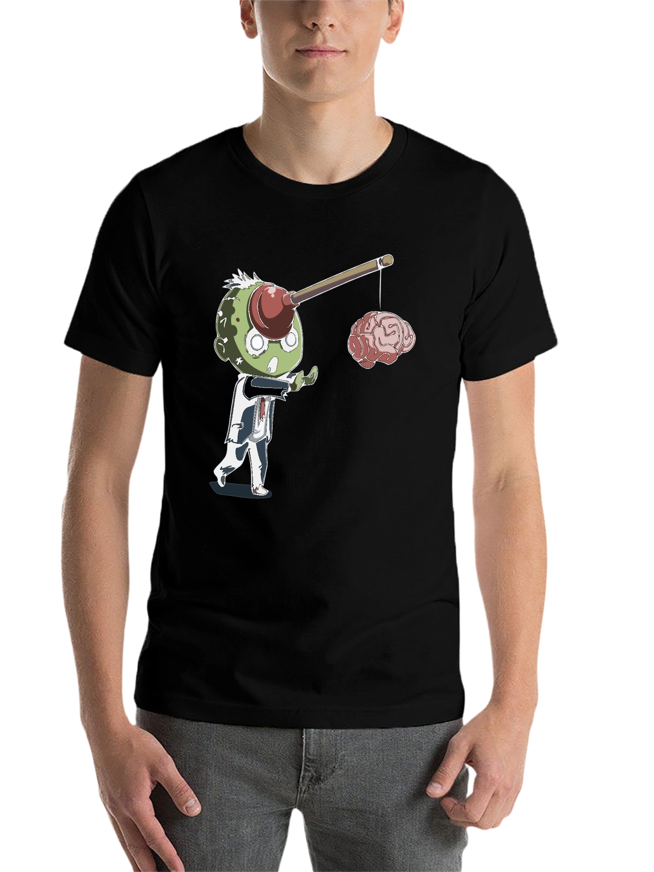 Black Zombie Brain Fishing T-Shirt view 7