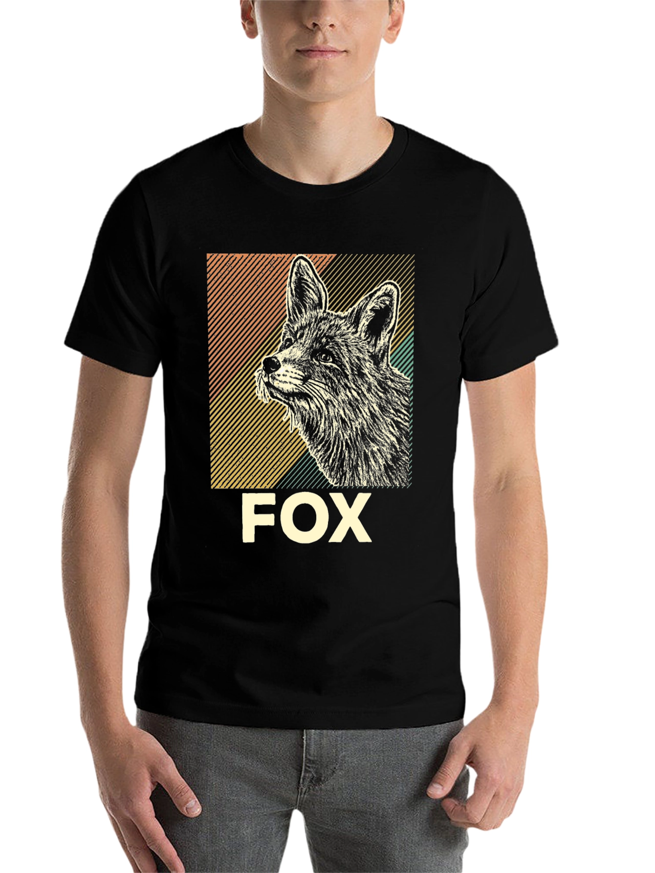 Black Fox Graphic T-Shirt - Vintage Animal Tee view 7