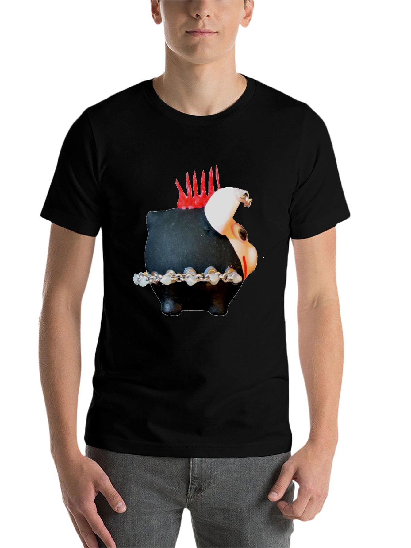 Black Punk Piggy Bank Graphic Tee - Black view 7