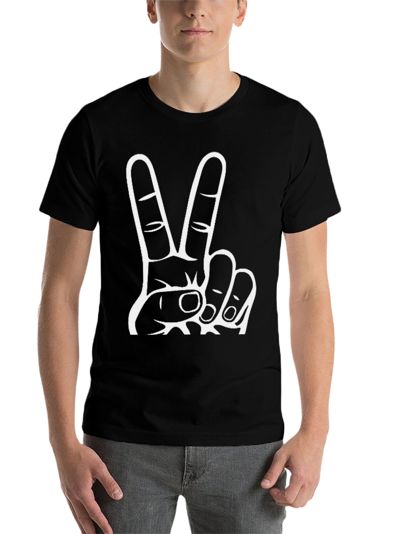 Black Peace Sign Black T-Shirt view 7