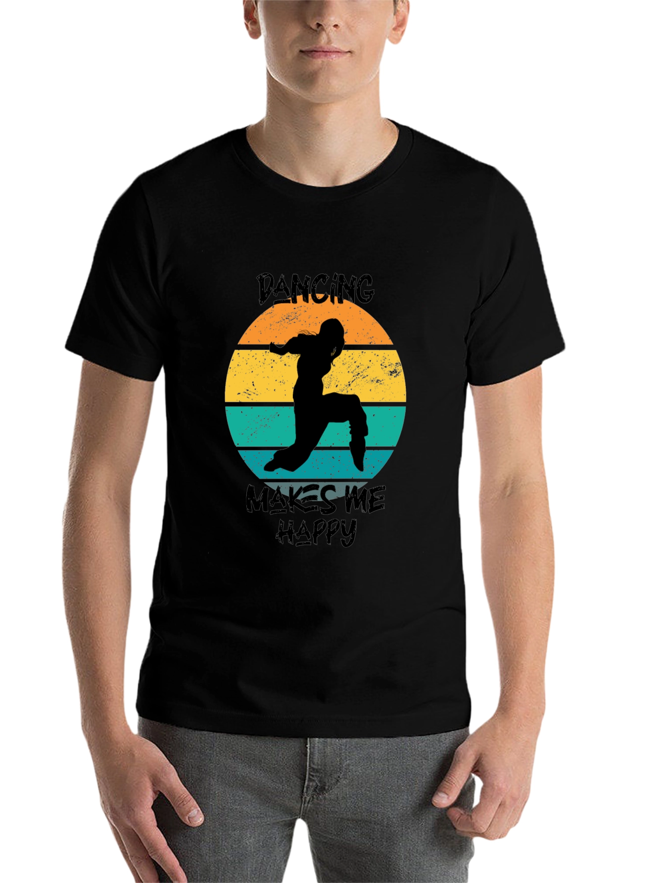 Black Dancing Makes Me Happy T-Shirt view 7