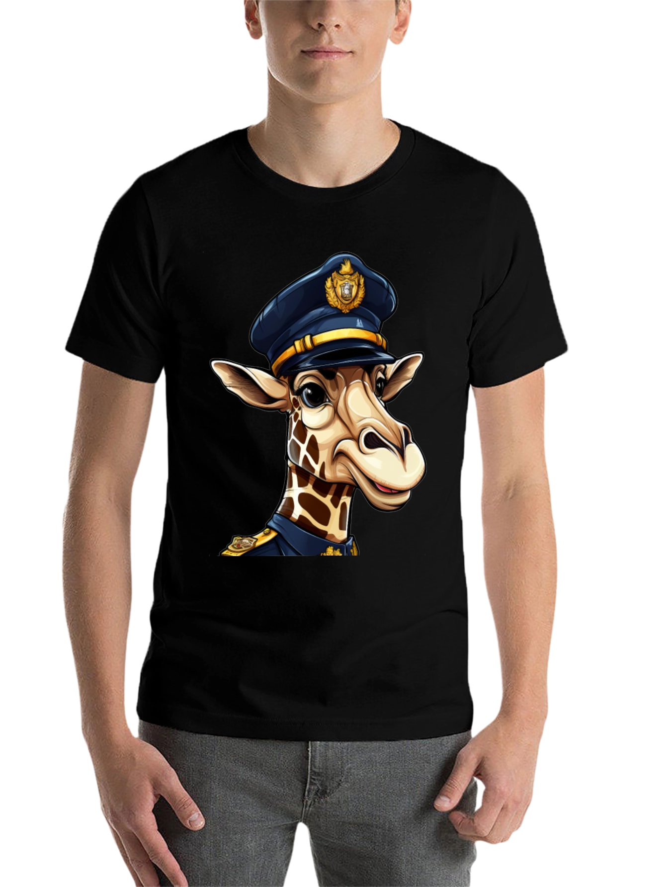 Black Giraffe Police T-Shirt - Unique Graphic Tee view 7