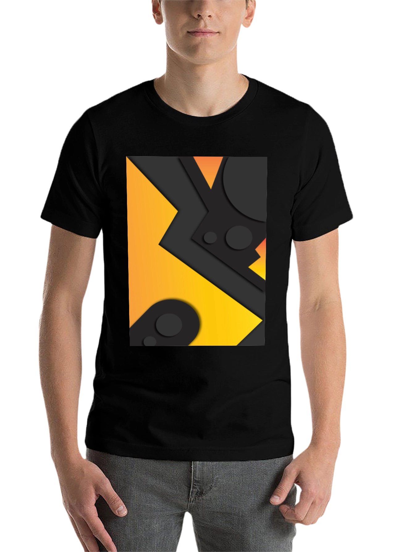 Black Geometric Abstract Graphic Tee - Black view 7