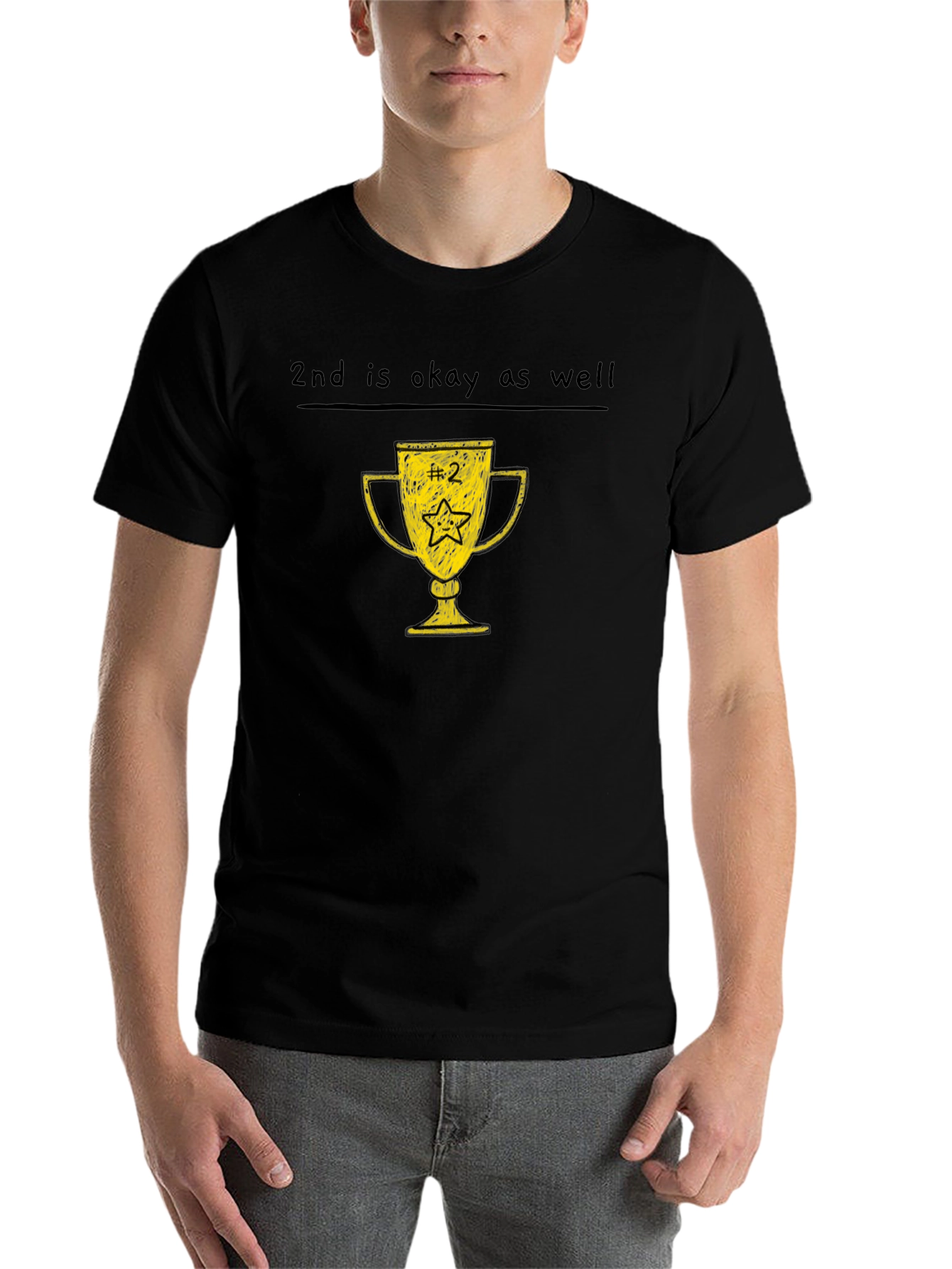 Black 2nd Place Trophy Tee - Funny Runner Up T-Shirt view 7