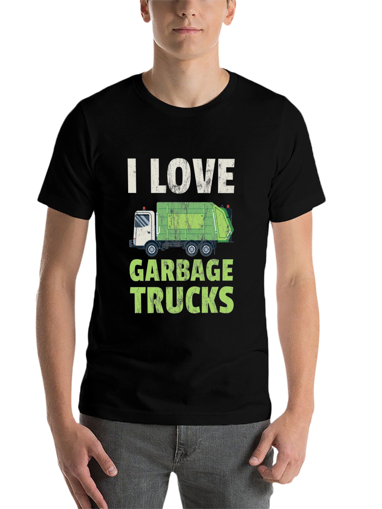 Black I Love Garbage Trucks T-Shirt - Novelty Graphic Tee view 7