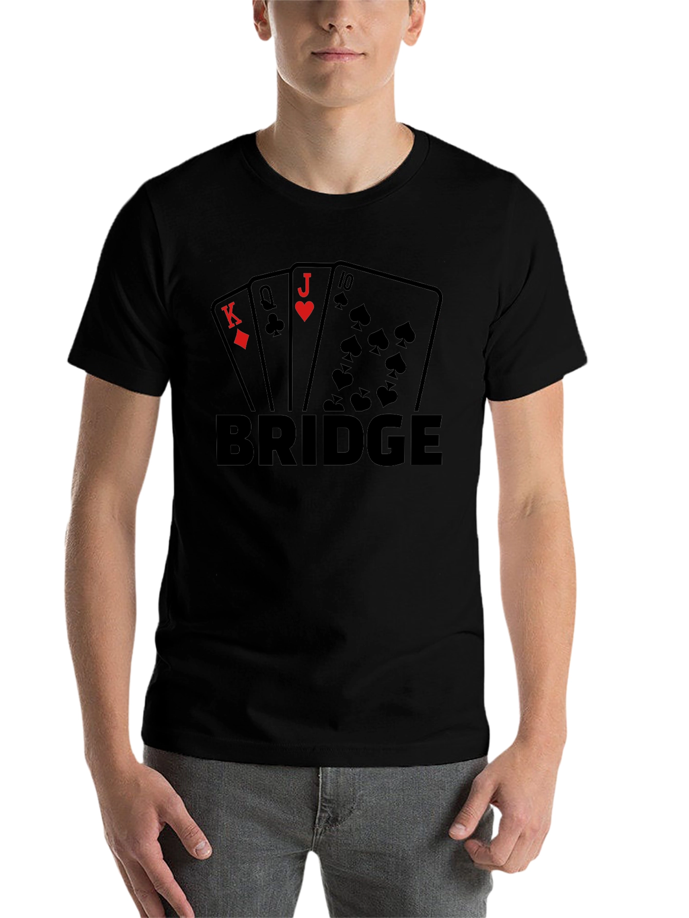 Black Bridge Card Game T-Shirt - King, Queen, Jack & 10 view 7