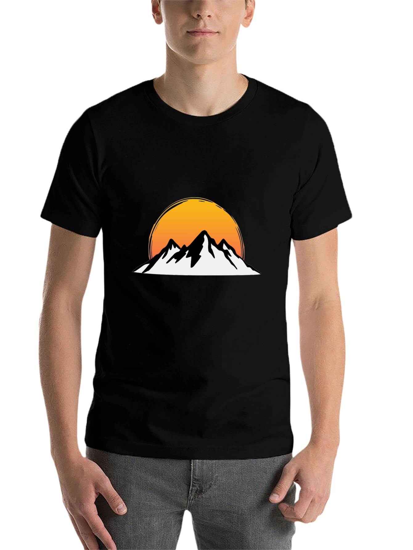 Black Mountain Sunset Graphic Tee - Black Cotton view 7