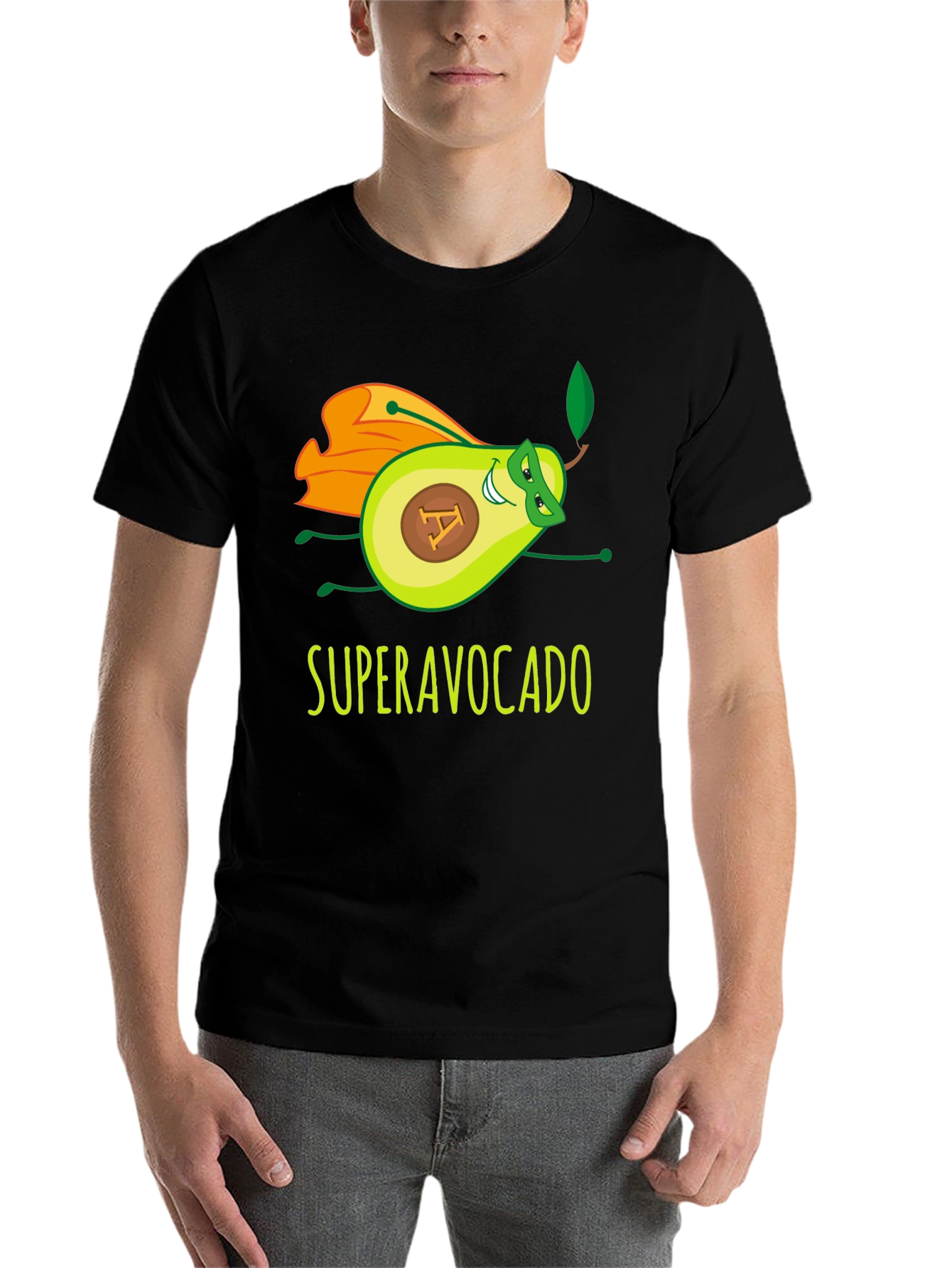 Black Super Avocado Funny Graphic Tee view 7