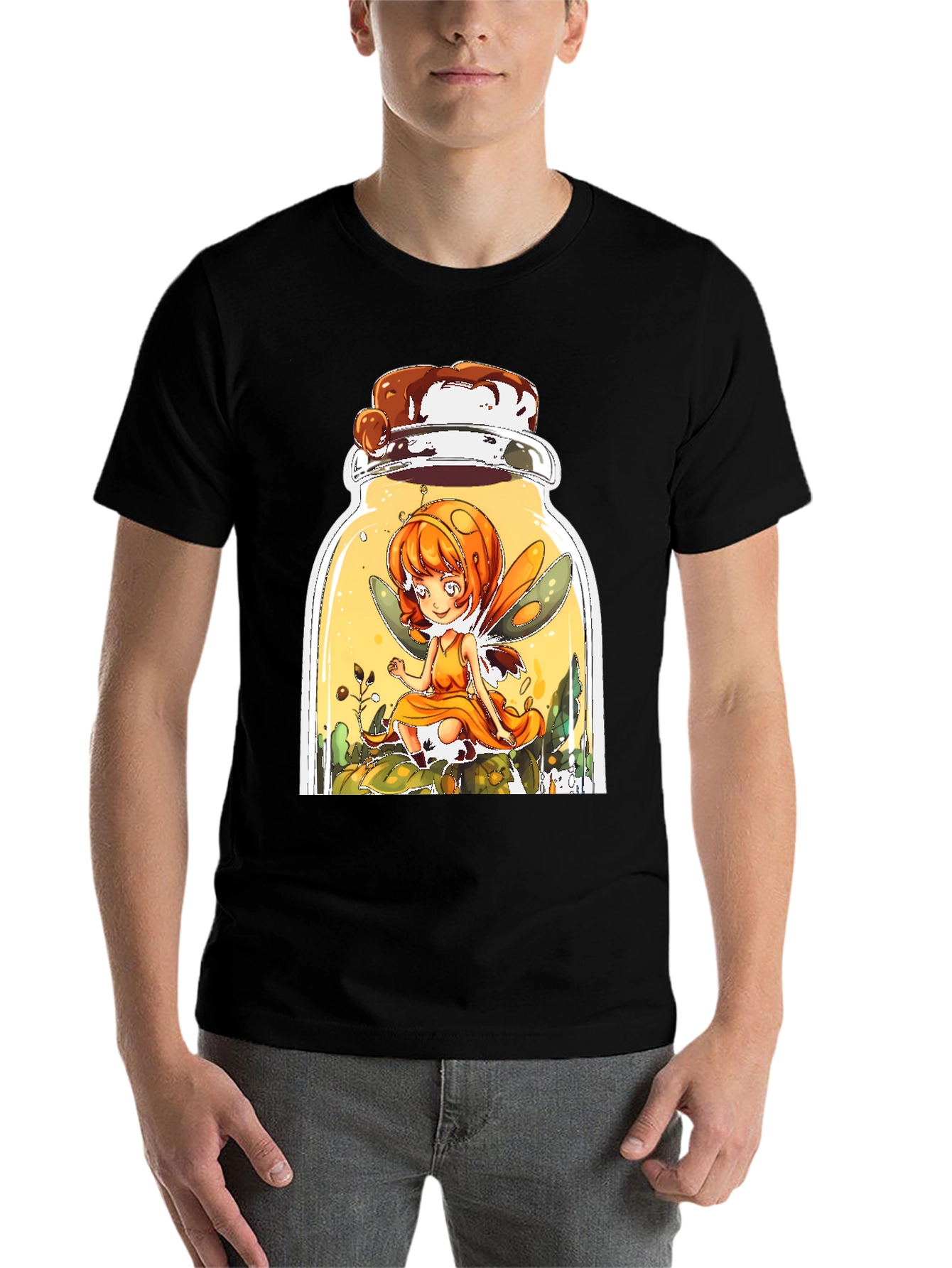 Black Fairy Jar T-Shirt - Whimsical Graphic Tee view 7