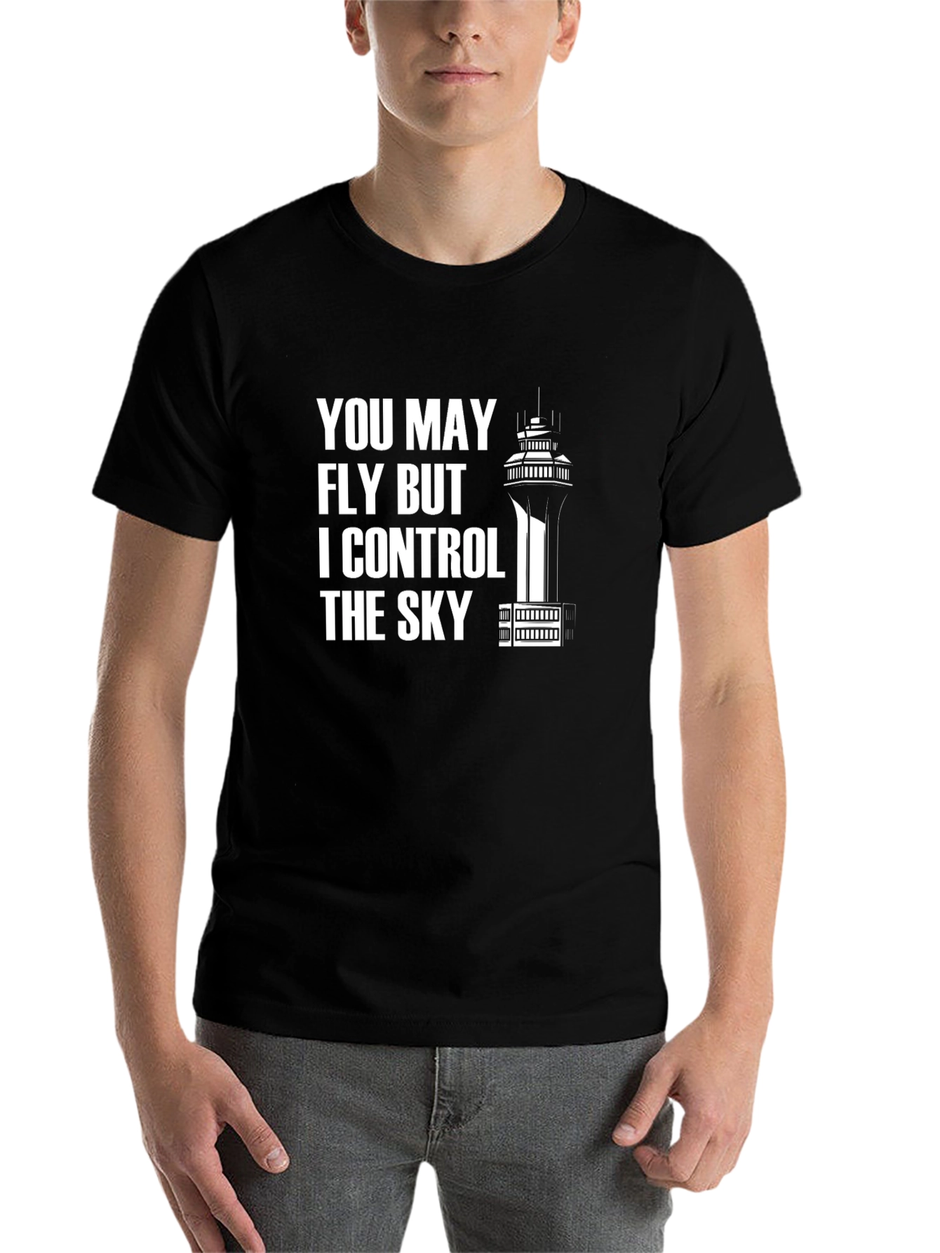 Black Air Traffic Controller T-Shirt - Control The Sky Tee view 7
