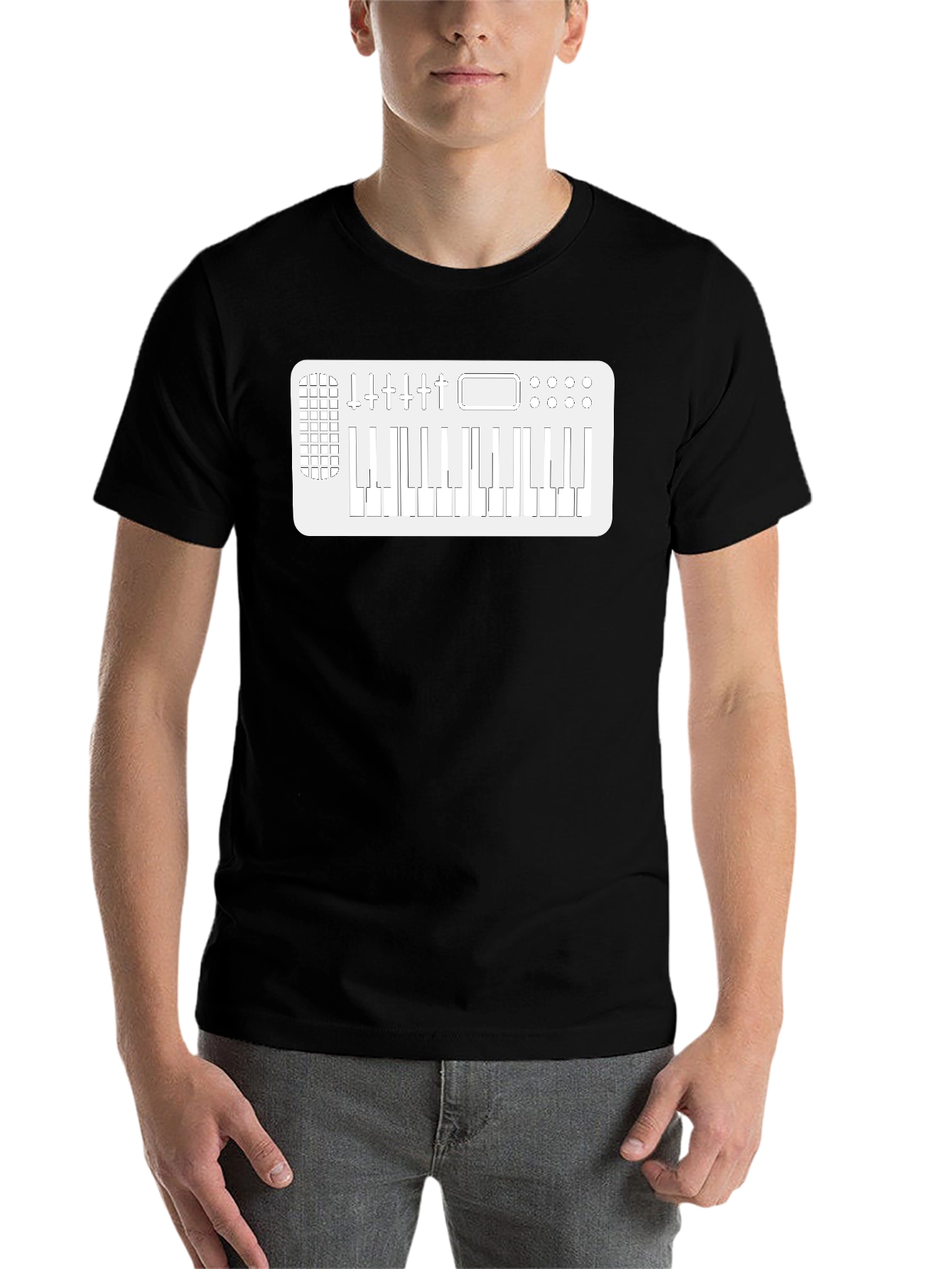 Black Keyboard Synth Graphic Tee - Music Lover T-Shirt view 7