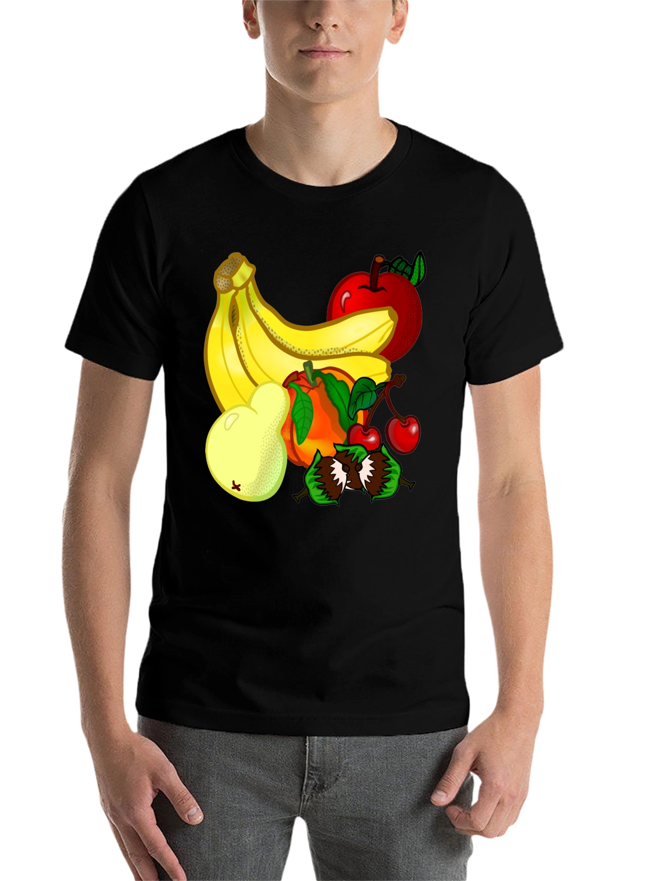 Black Funky Fruit T-Shirt - Bold Graphic Print, Casual Wear view 7