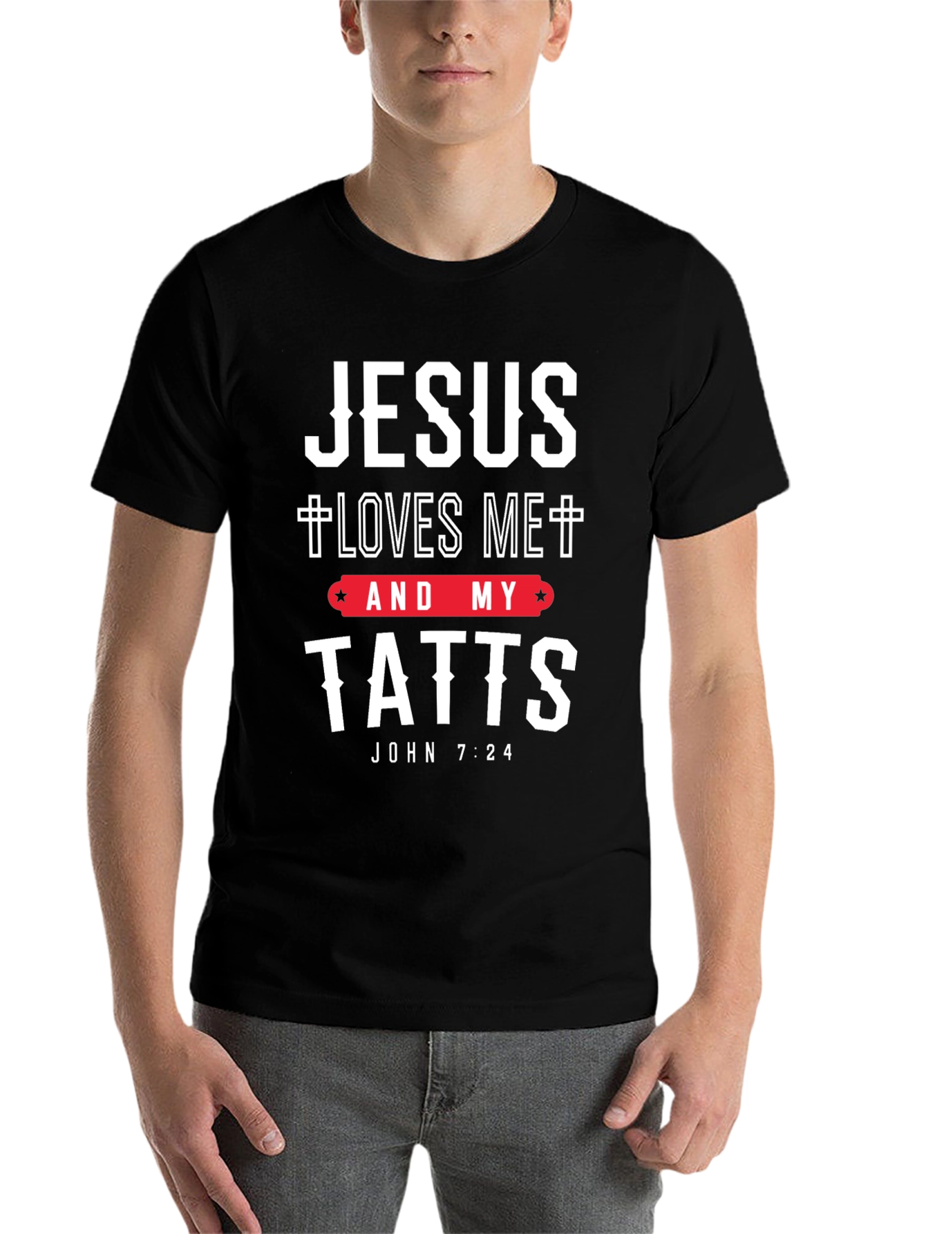 Black Jesus Loves Me and My Tatts T-Shirt view 7