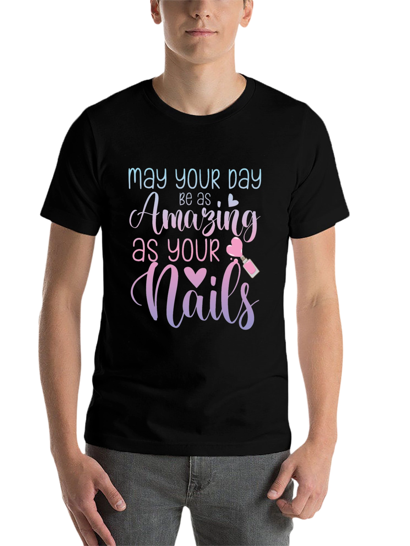Black Amazing Nails T-Shirt - Stylish Nail Art Design view 7
