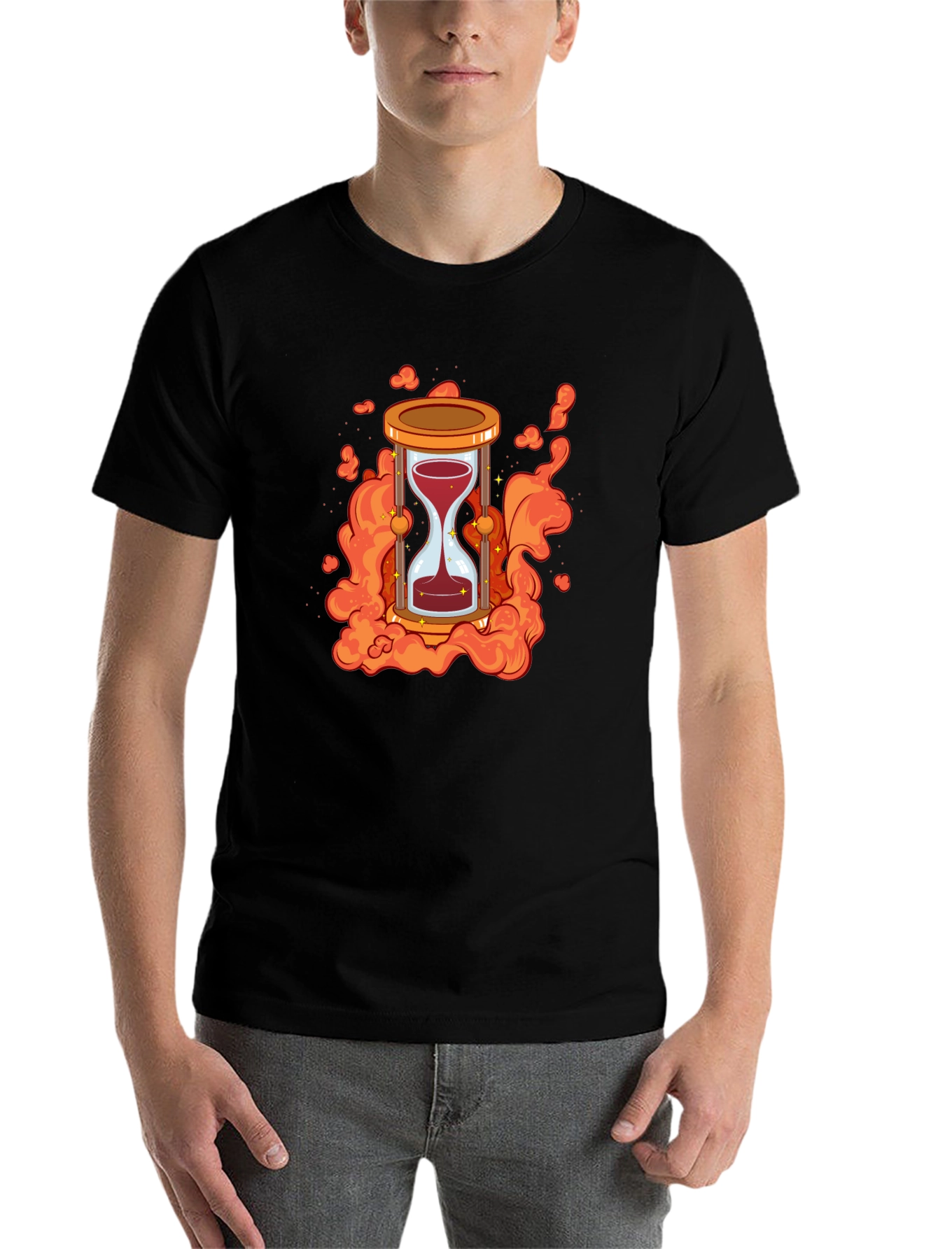 Black Hourglass Fire Graphic Tee - Bold & Stylish view 7