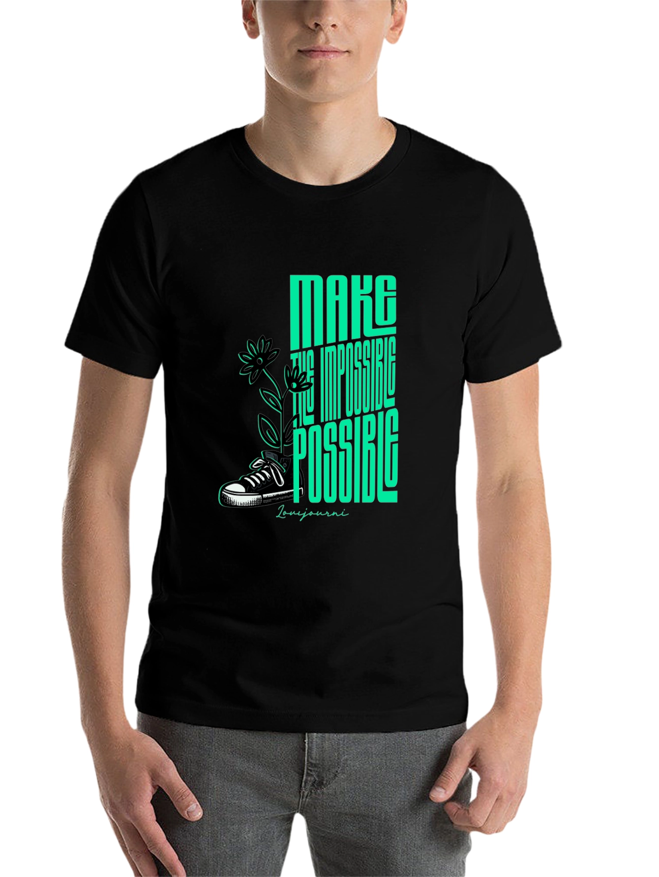 Black Motivational Graphic Tee - Make Impossible Possible view 7
