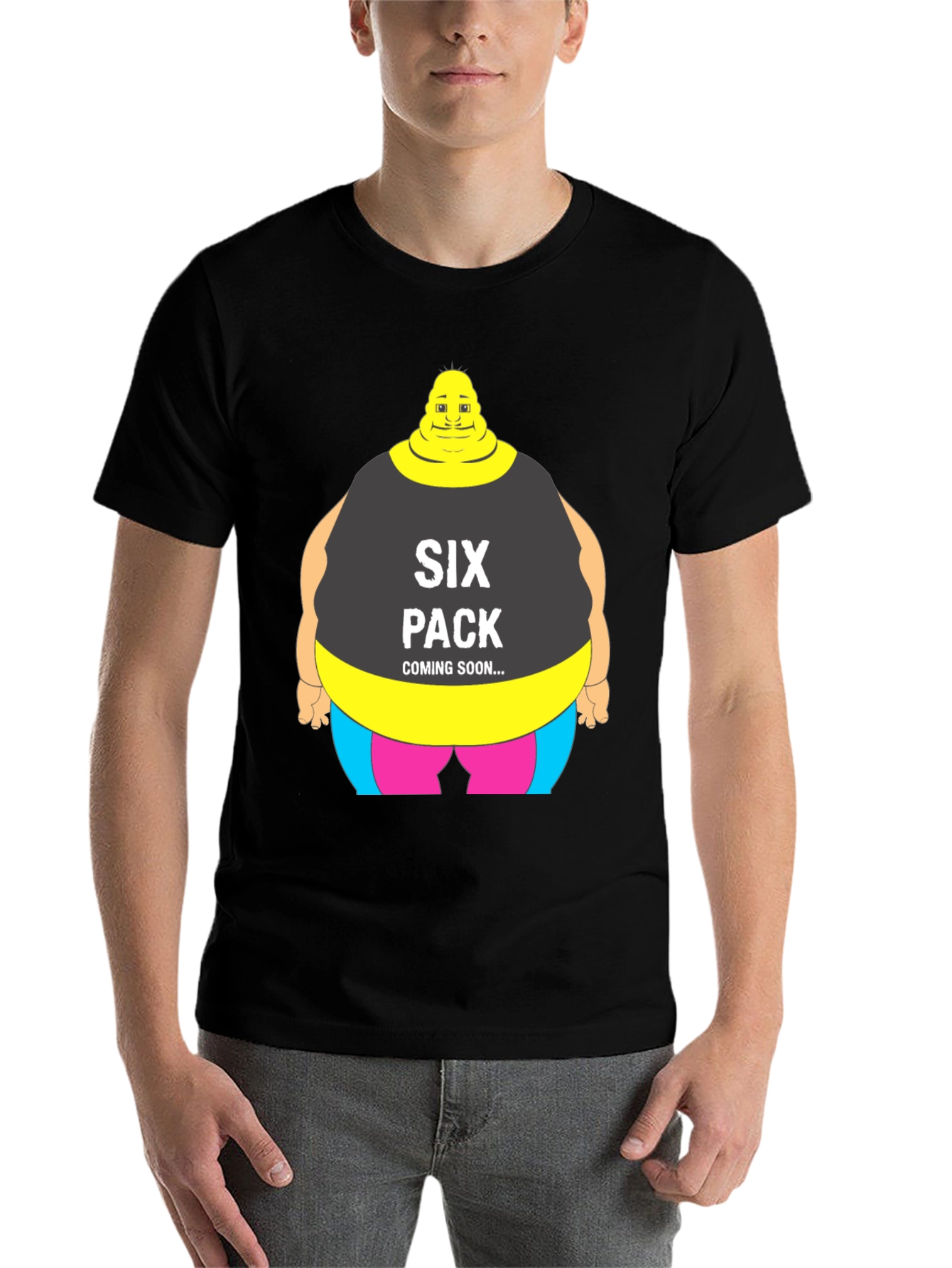 Black Funny Six Pack Coming Soon Graphic T-Shirt view 7
