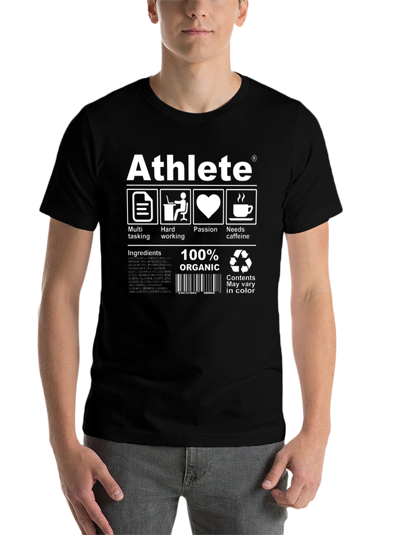 Black Athlete Ingredients T-Shirt - Funny Workout Tee view 7