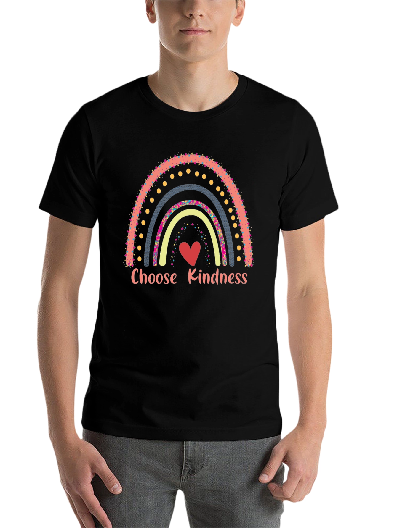 Black Choose Kindness Rainbow T-Shirt view 7
