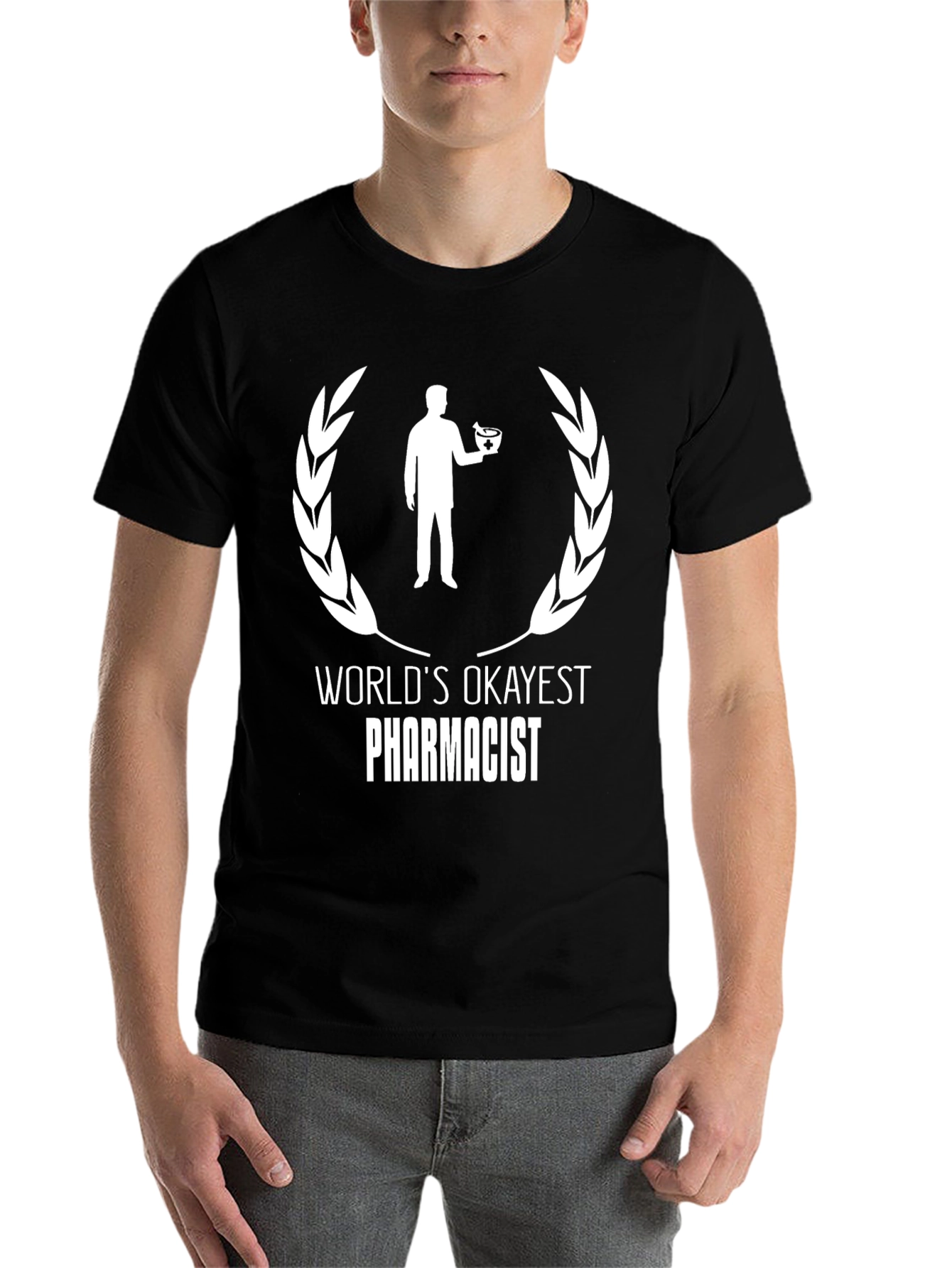 Black World's Okayest Pharmacist T-Shirt - Funny Gift view 7