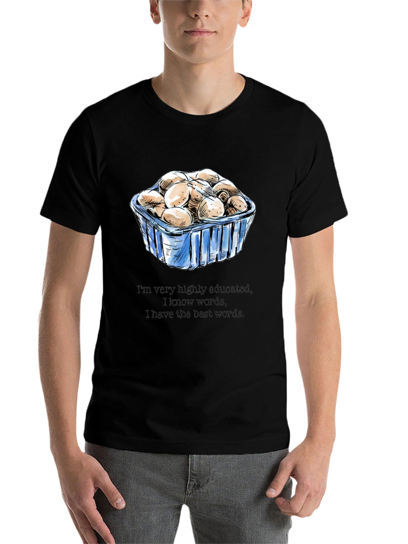 Black Mushroom Lover T-Shirt - Funny, Educated Design view 7