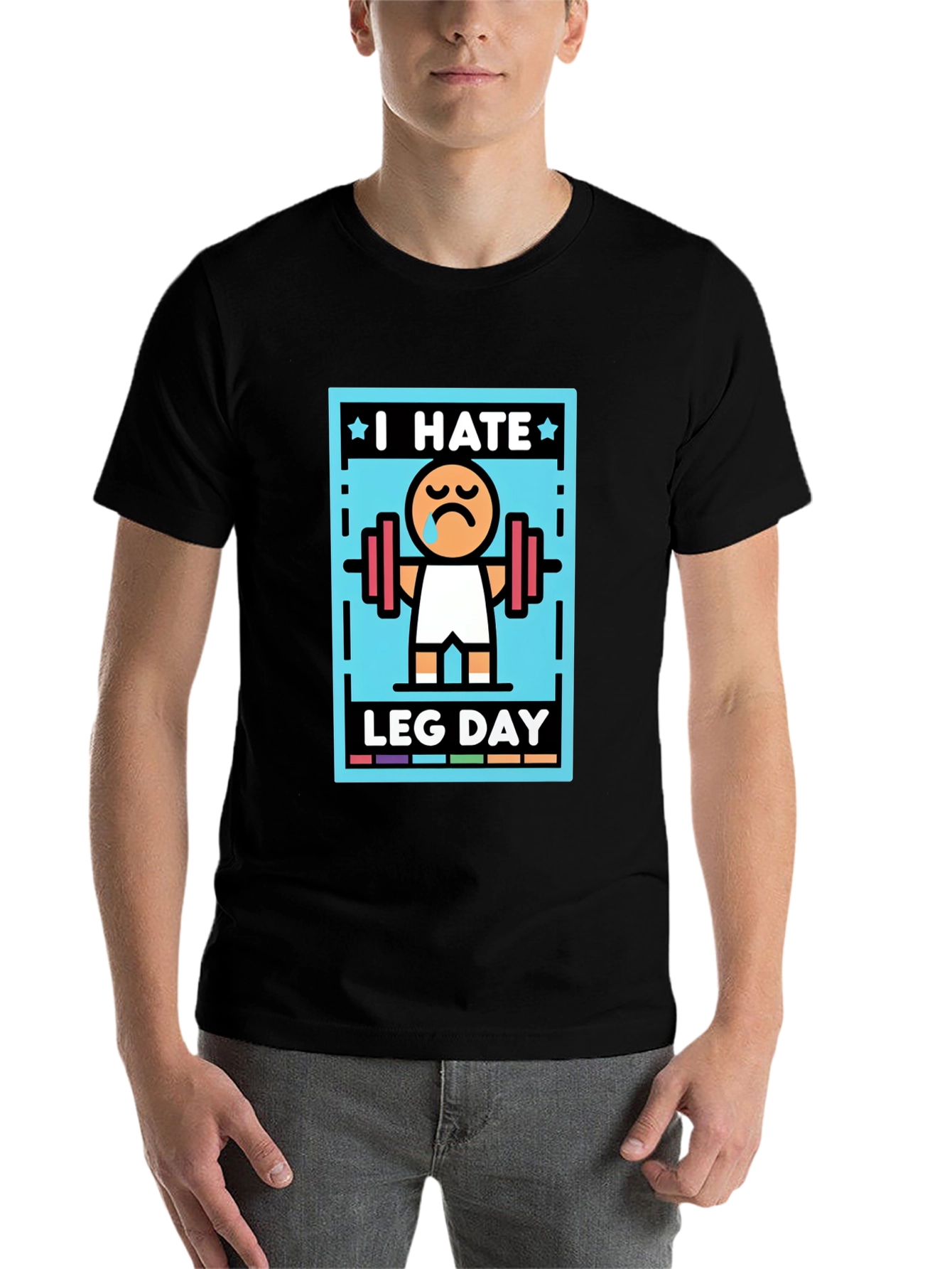 Black I Hate Leg Day T-Shirt - Funny Workout Tee view 7
