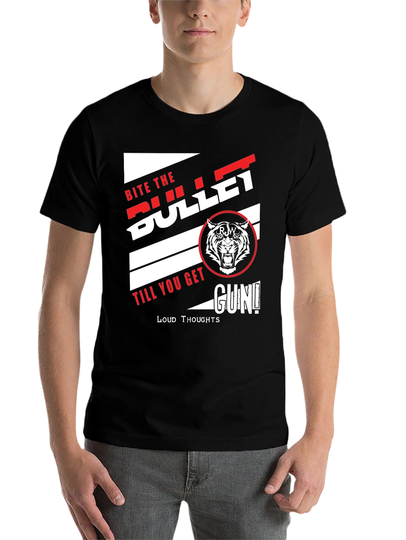 Black Bite the Bullet Graphic Print T-Shirt view 7