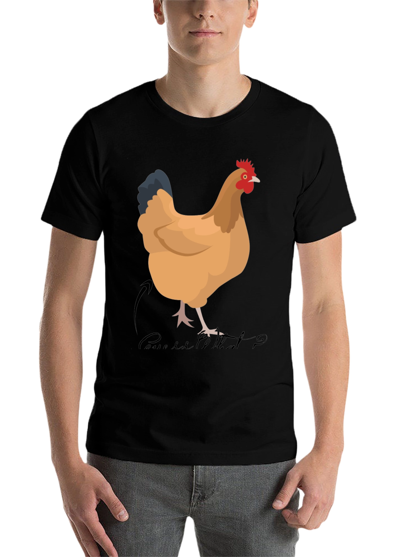 Black Funny Chicken T-Shirt - Guess What? view 7