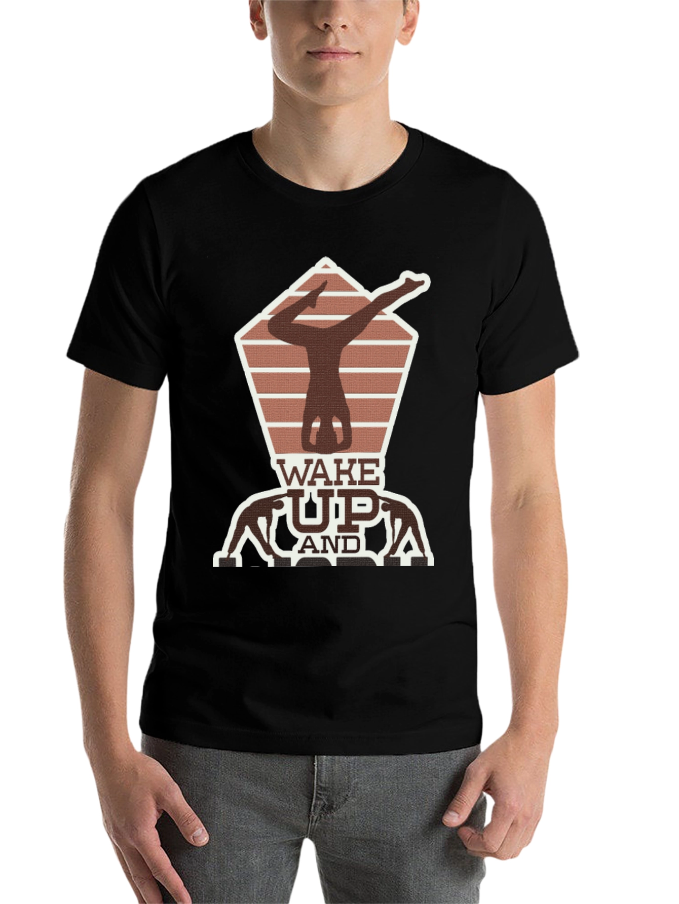 Black Wake Up Yoga Pose Graphic Tee view 7