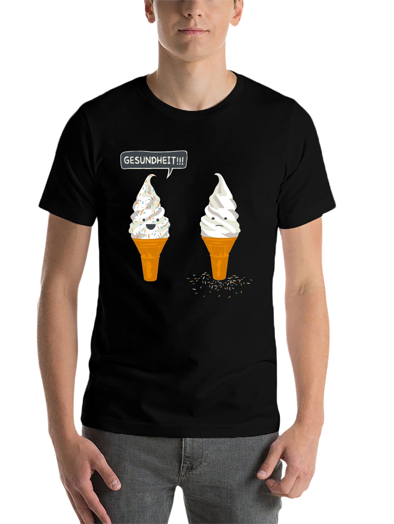 Black Gesundheit Ice Cream Humor Tee view 7