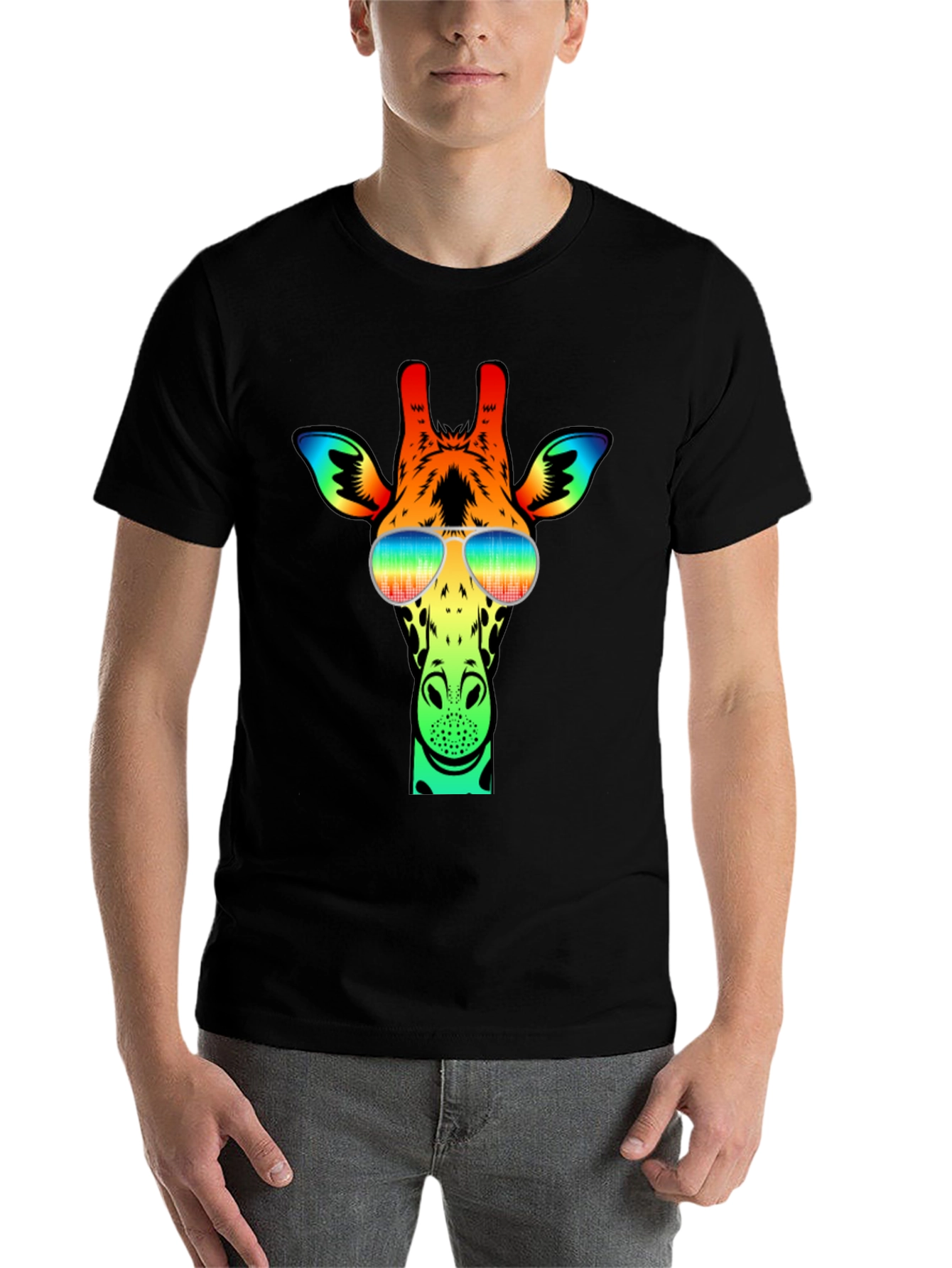 Black Cool Giraffe Graphic Tee view 7