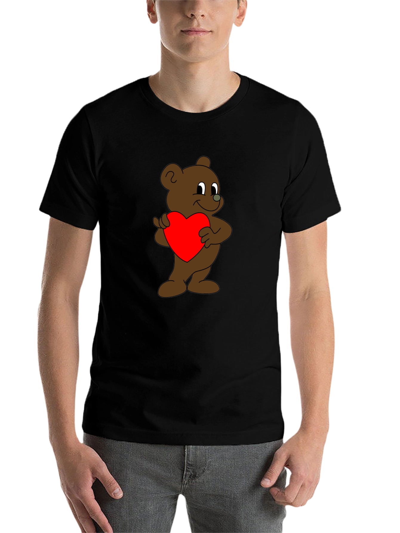 Black Bear Hug Heart T-Shirt - Soft Cotton view 7