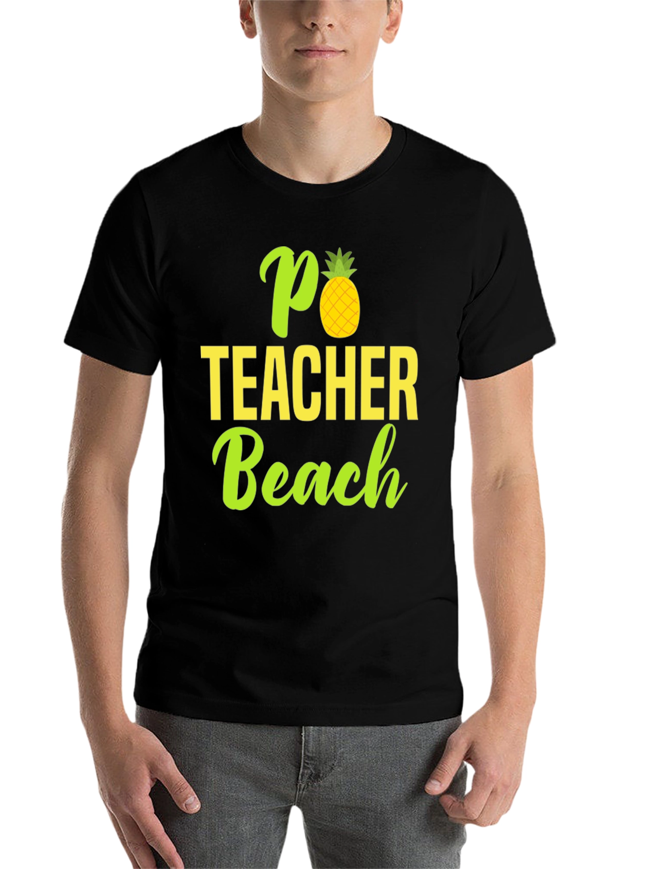 Black Pineapple Teacher Beach T-Shirt - Summer Ready! view 7