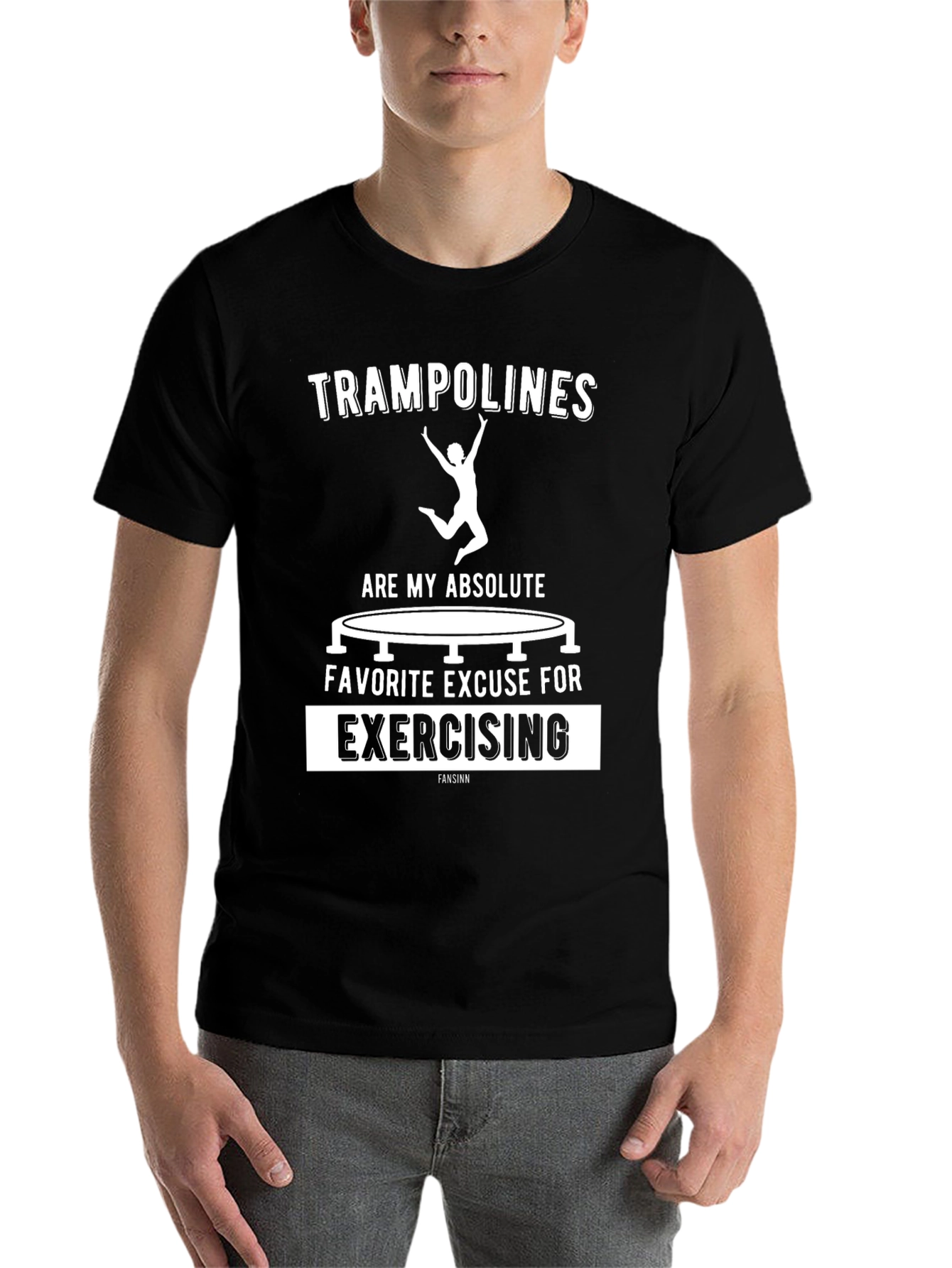 Black Trampoline Exercise T-Shirt Funny Graphic Tee view 7