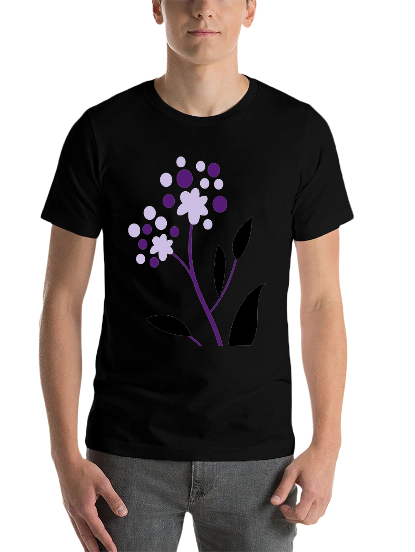 Black Floral Graphic Print Black T-Shirt view 7