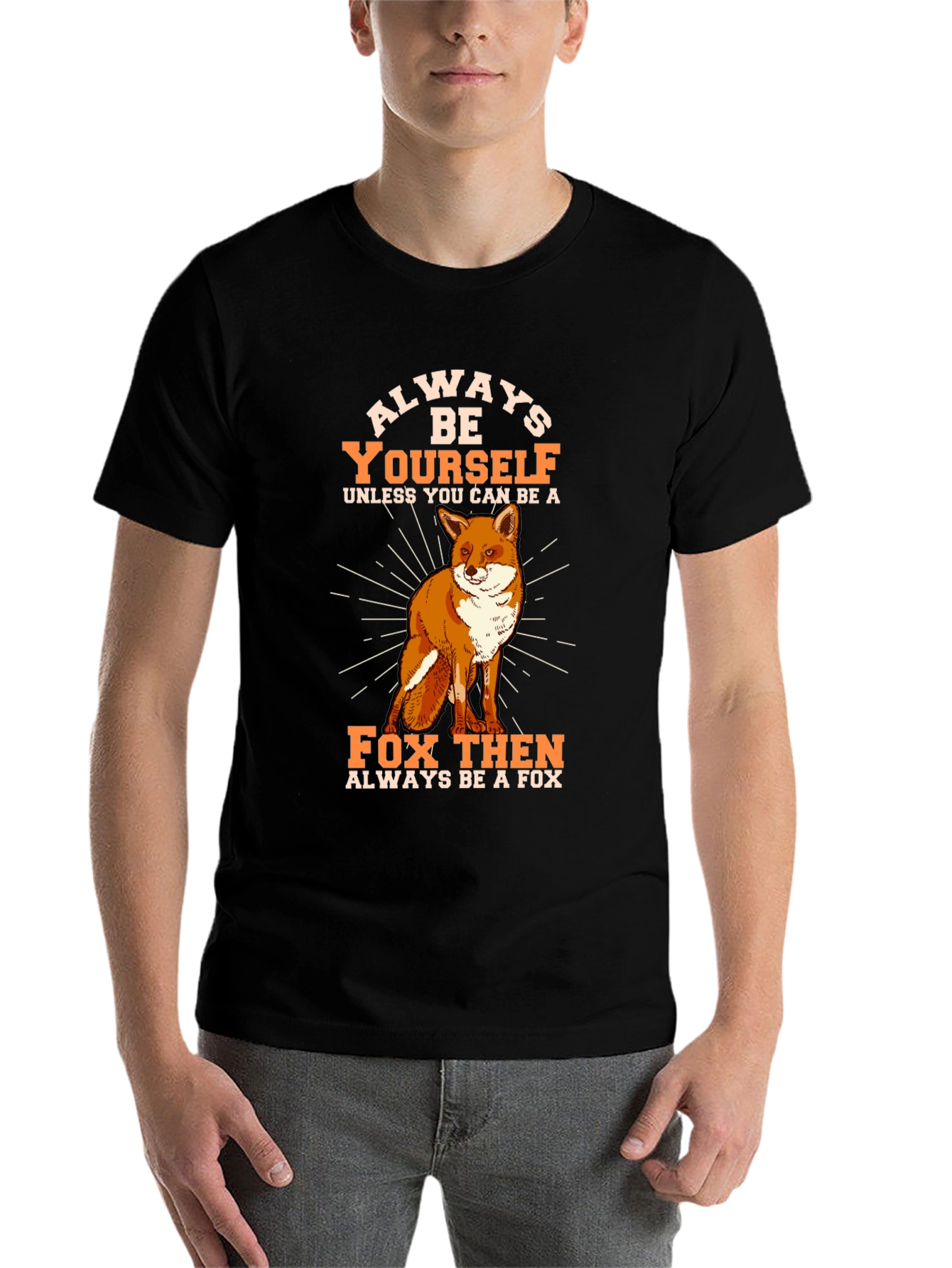 Black Always Be Yourself Fox Graphic Tee - Black view 7