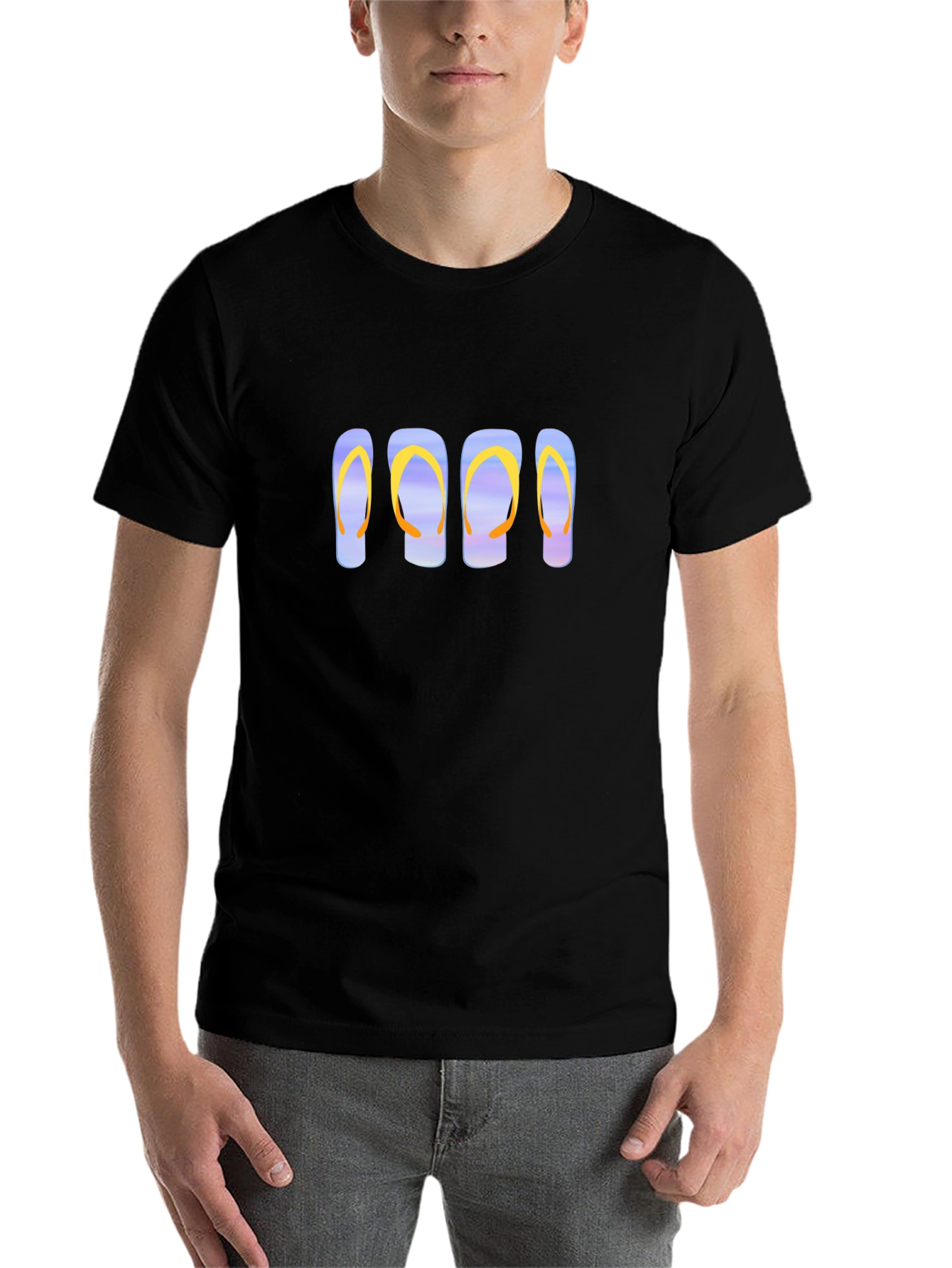 Black Cool Flip Flop Graphic T-Shirt view 7