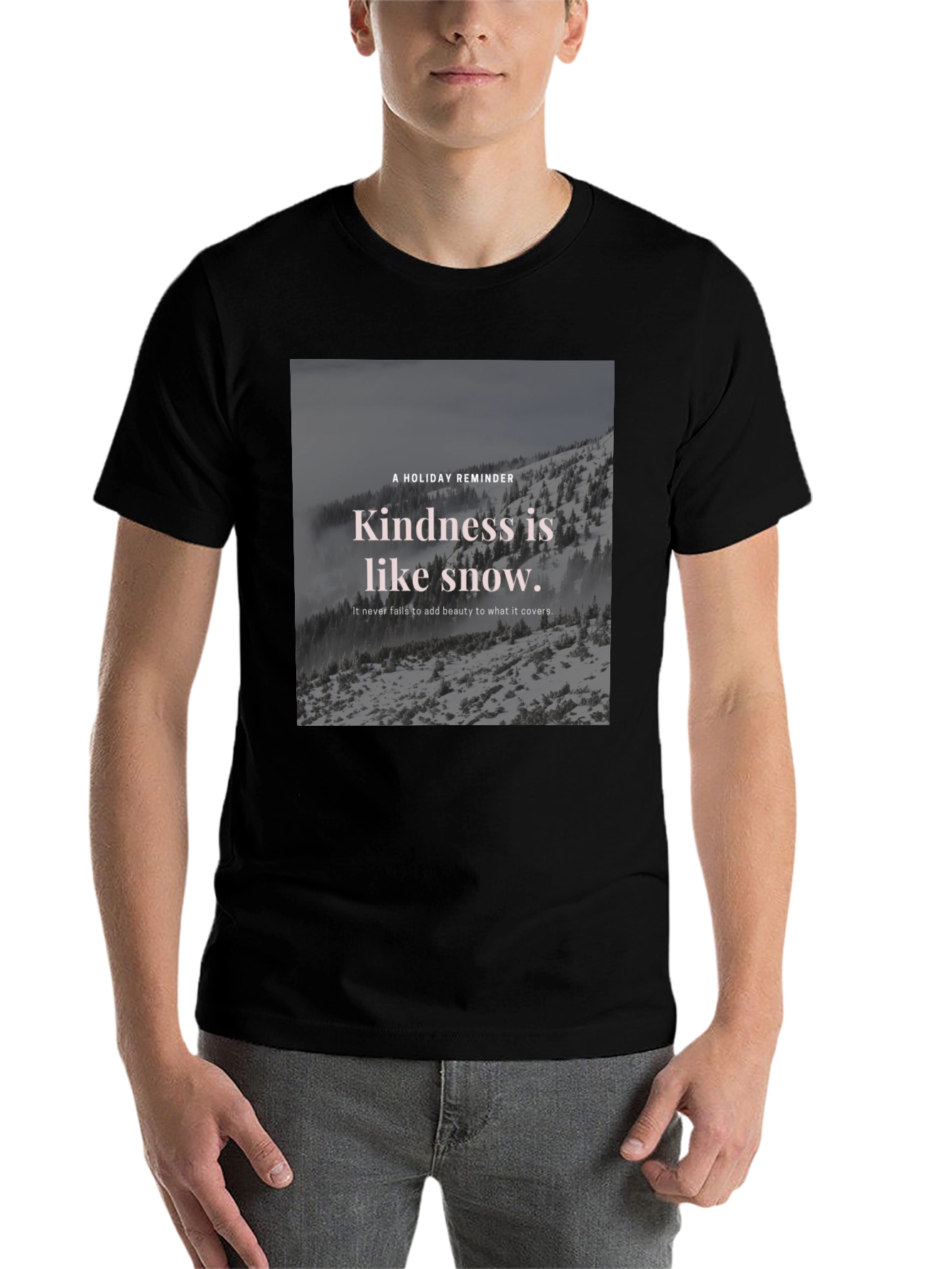 Black Kindness Snow T-Shirt view 7