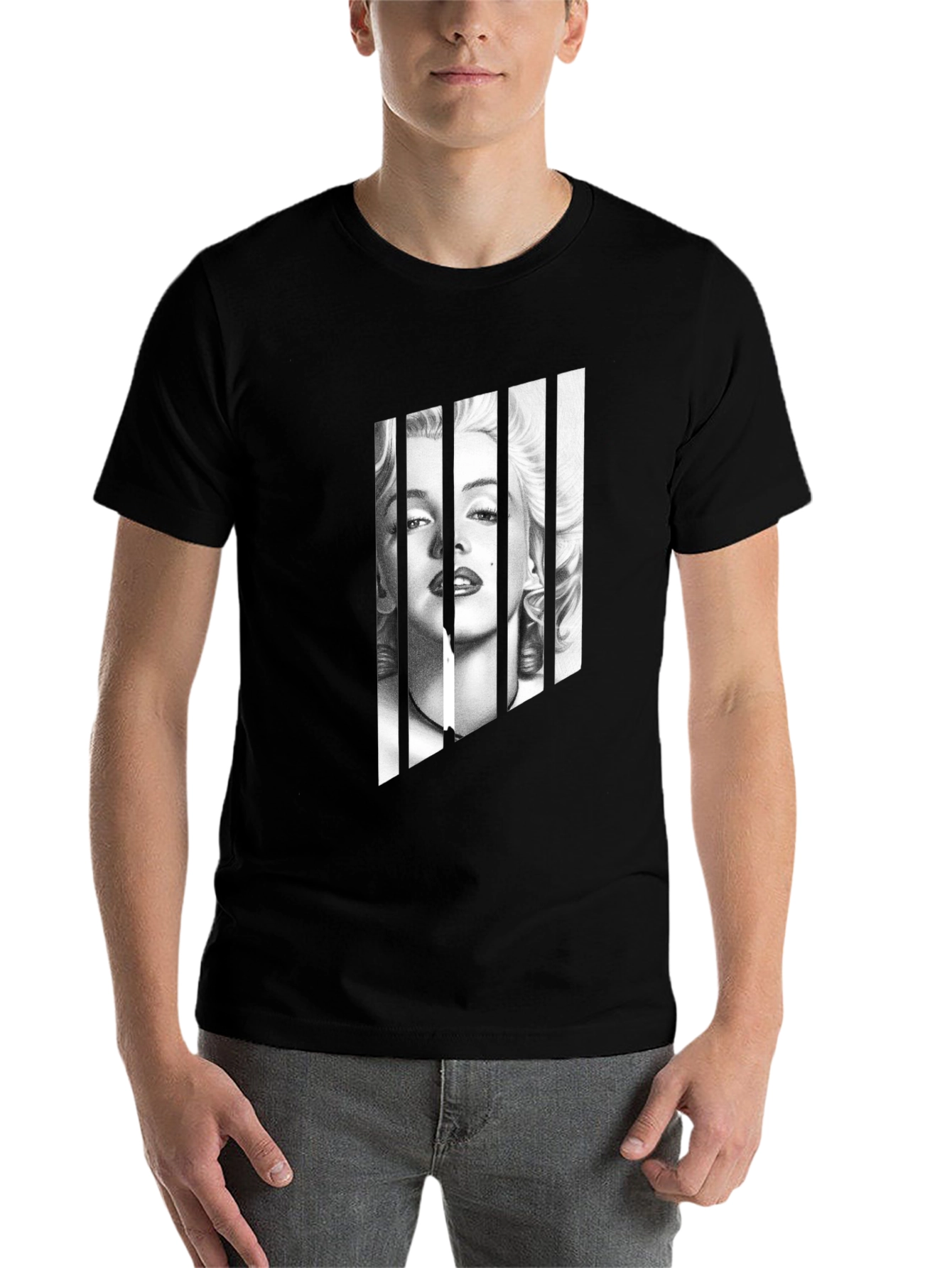Black Marilyn Monroe Portrait Tee - Black Graphic T-Shirt view 7