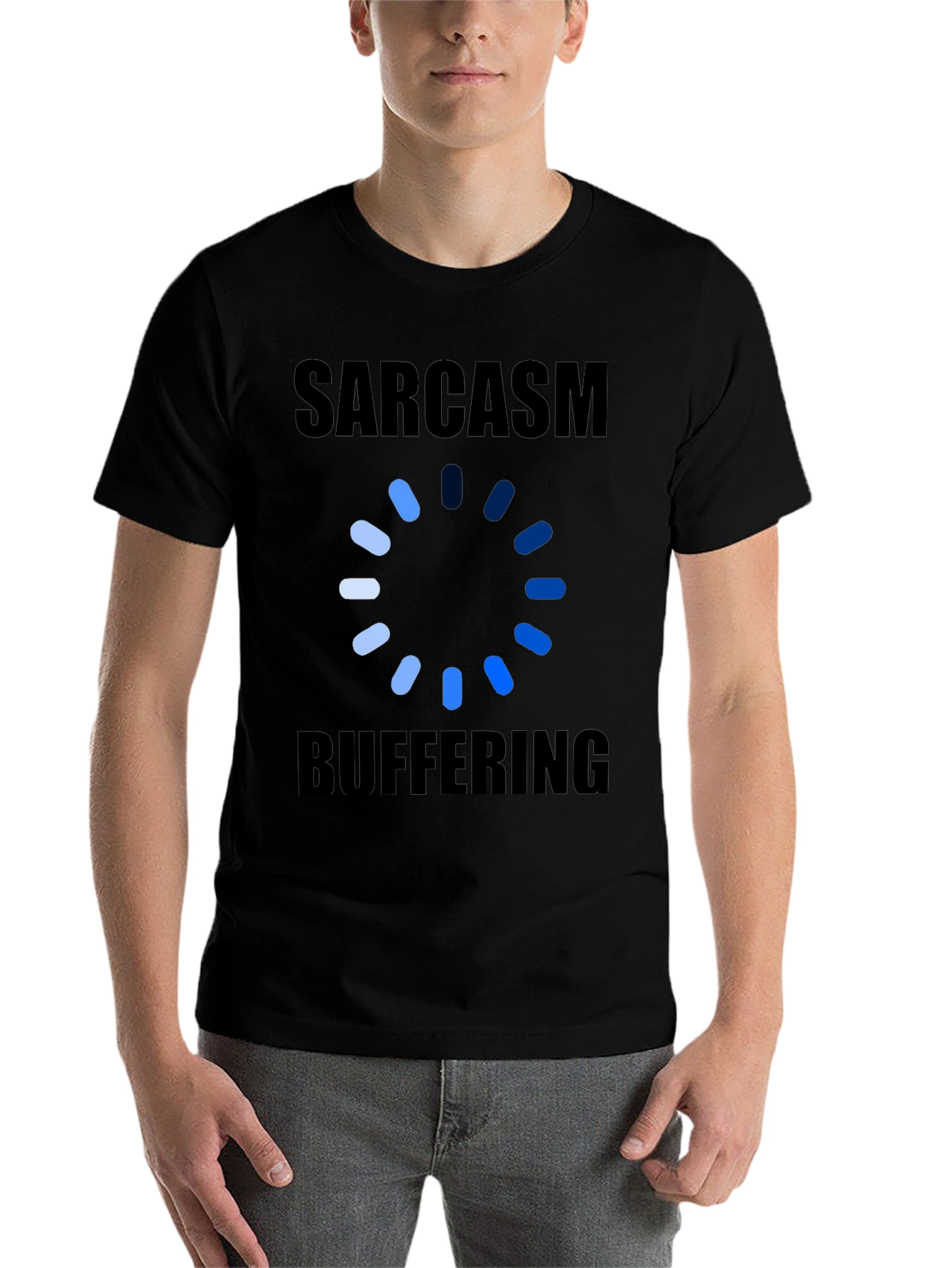 Black Sarcasm Buffering Graphic Tee - Humor T-Shirt view 7