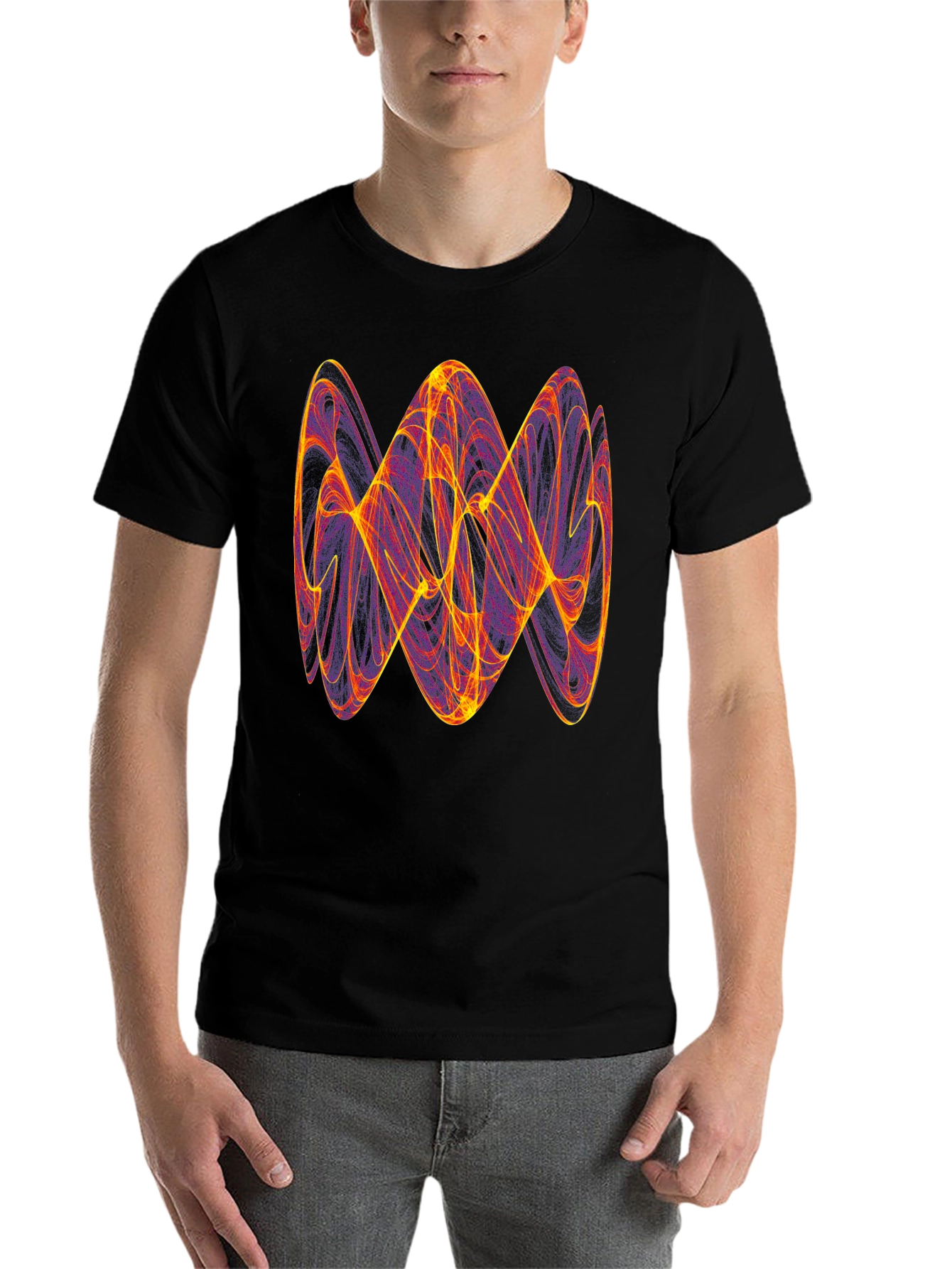 Abstract Fractal Graphic Tee - Trendy Men's T-Shirt - 7