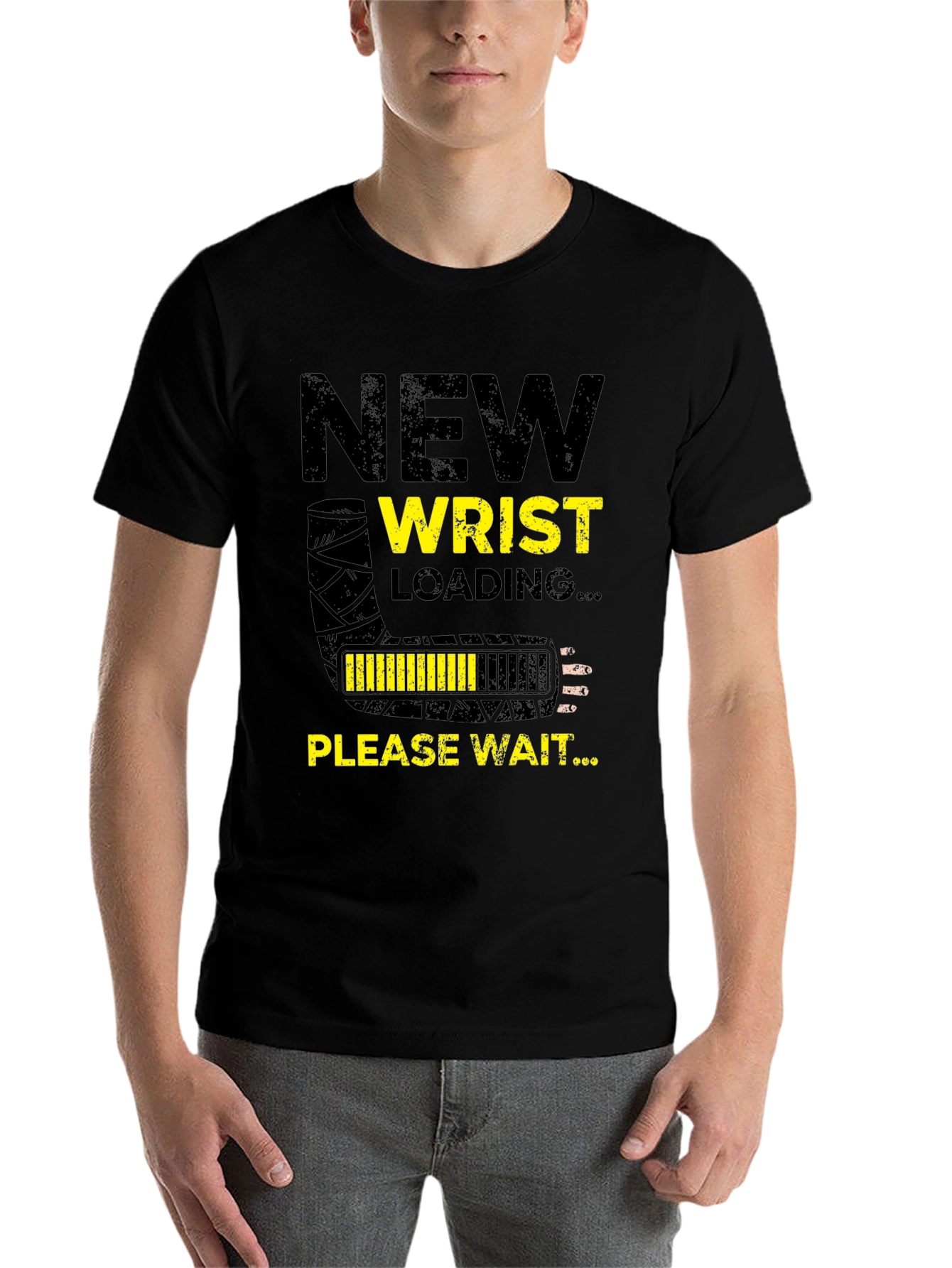 Black New Wrist Loading Funny Graphic T-Shirt view 7