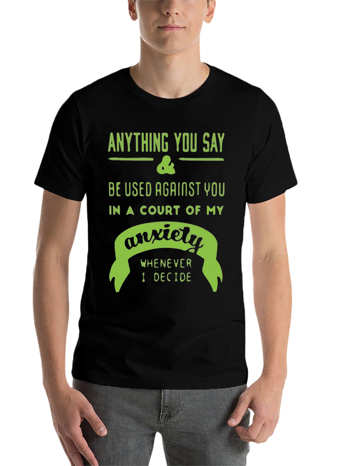 Black Anxiety Court T-Shirt - Funny Sarcastic Tee view 7