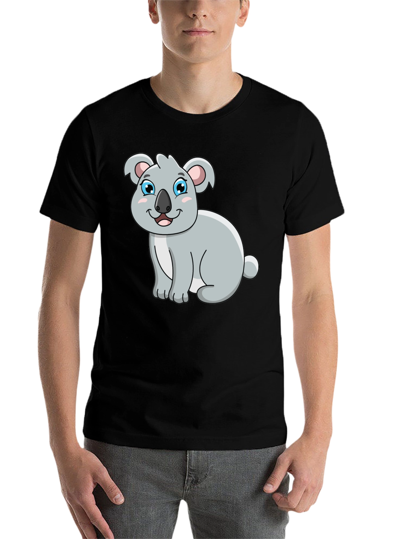 Black Cute Koala Bear Graphic Tee - Black Unisex T-Shirt view 7