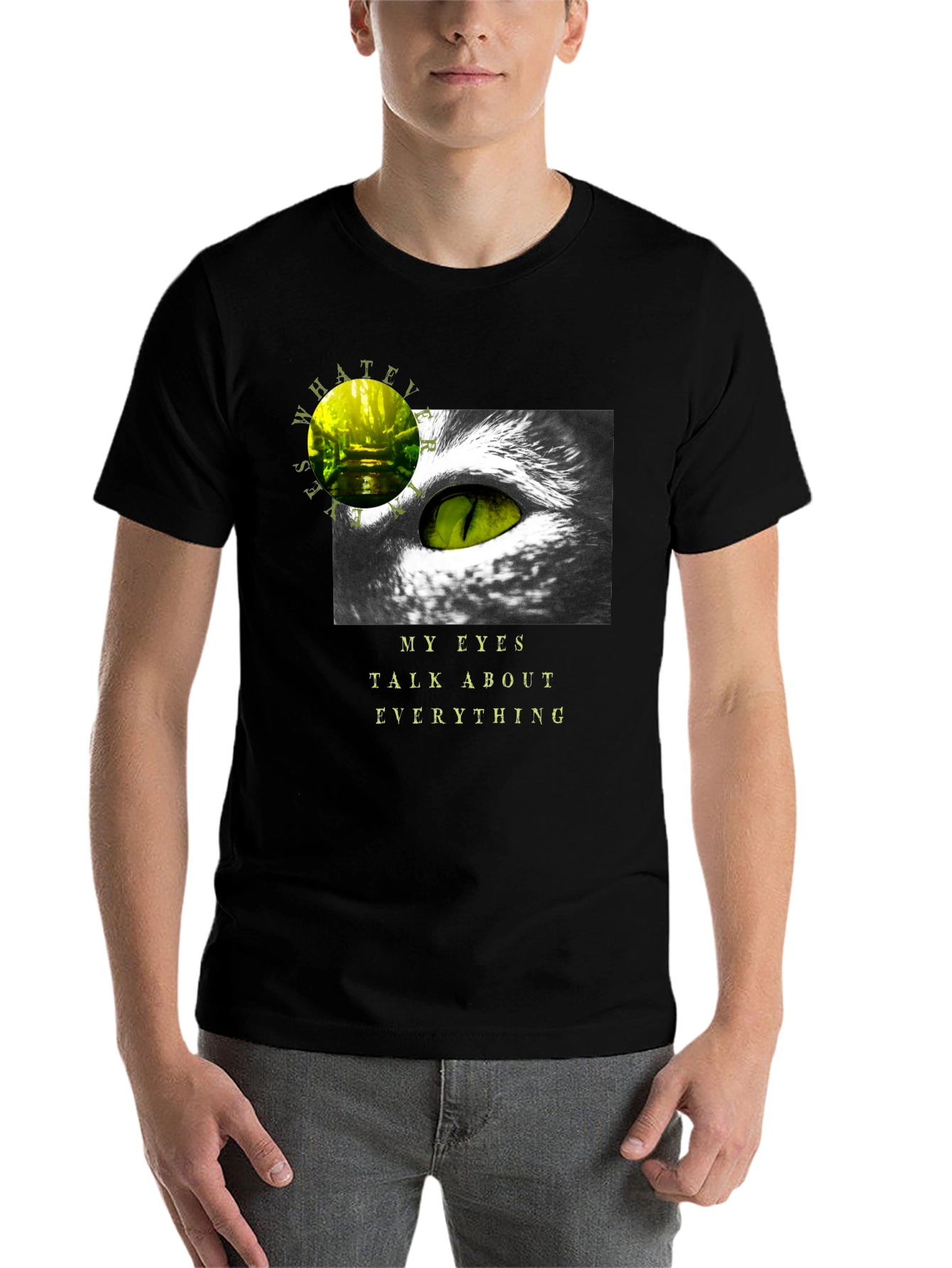 Black Expressive Eye Graphic Tee view 7
