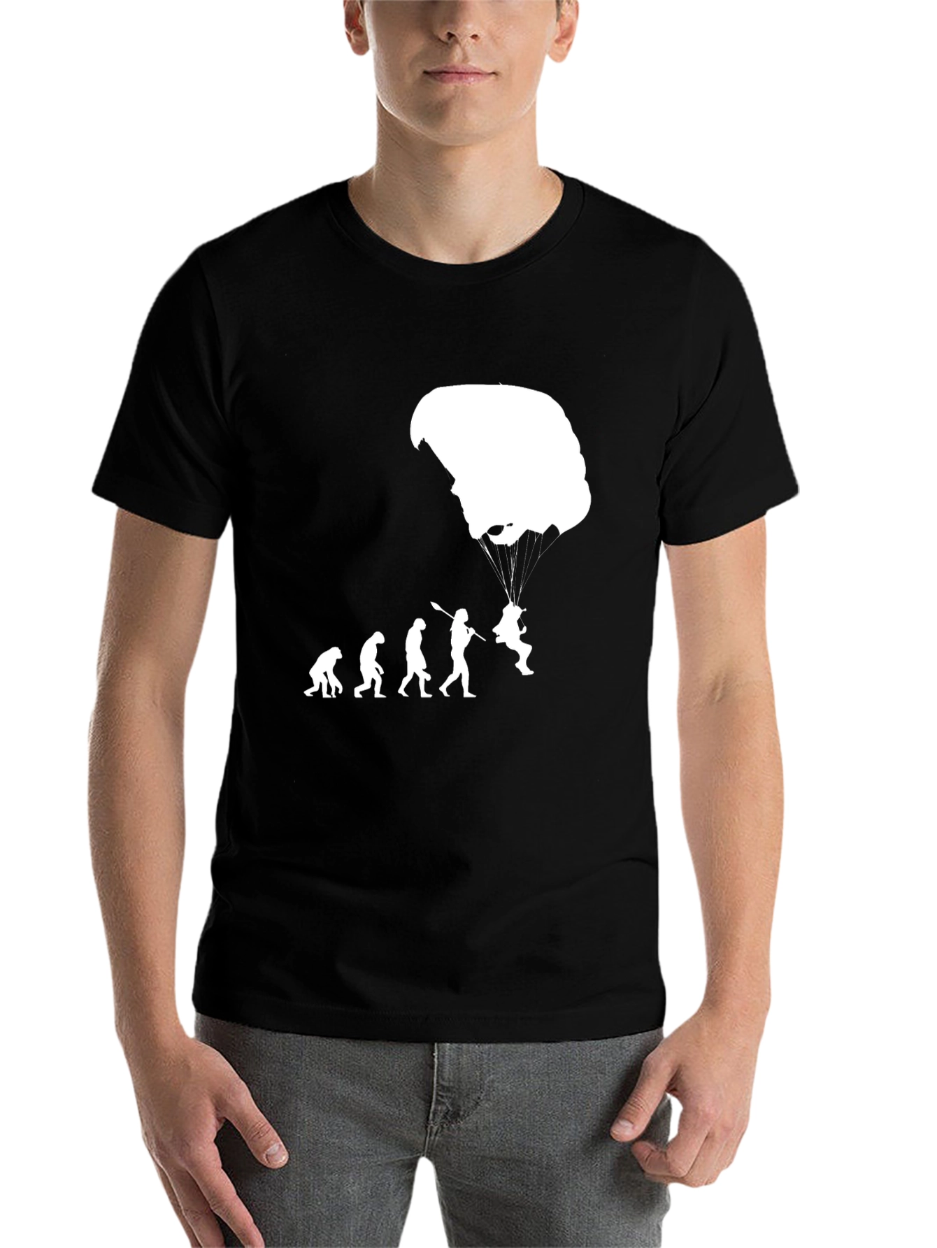 Black Evolution of Parachuting T-Shirt view 7