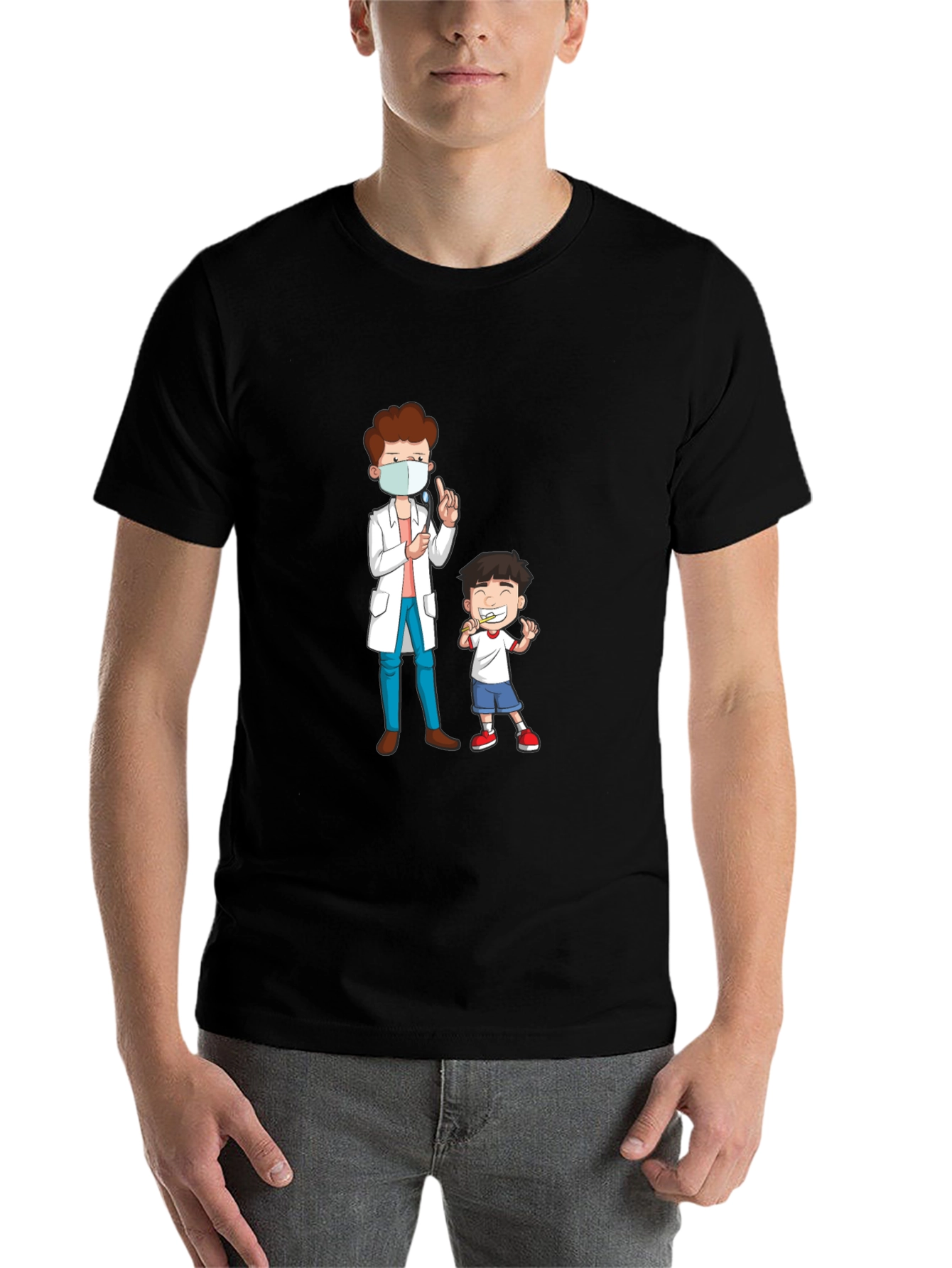 Black Dentist Visit Graphic Tee - Black Cotton T-Shirt view 7