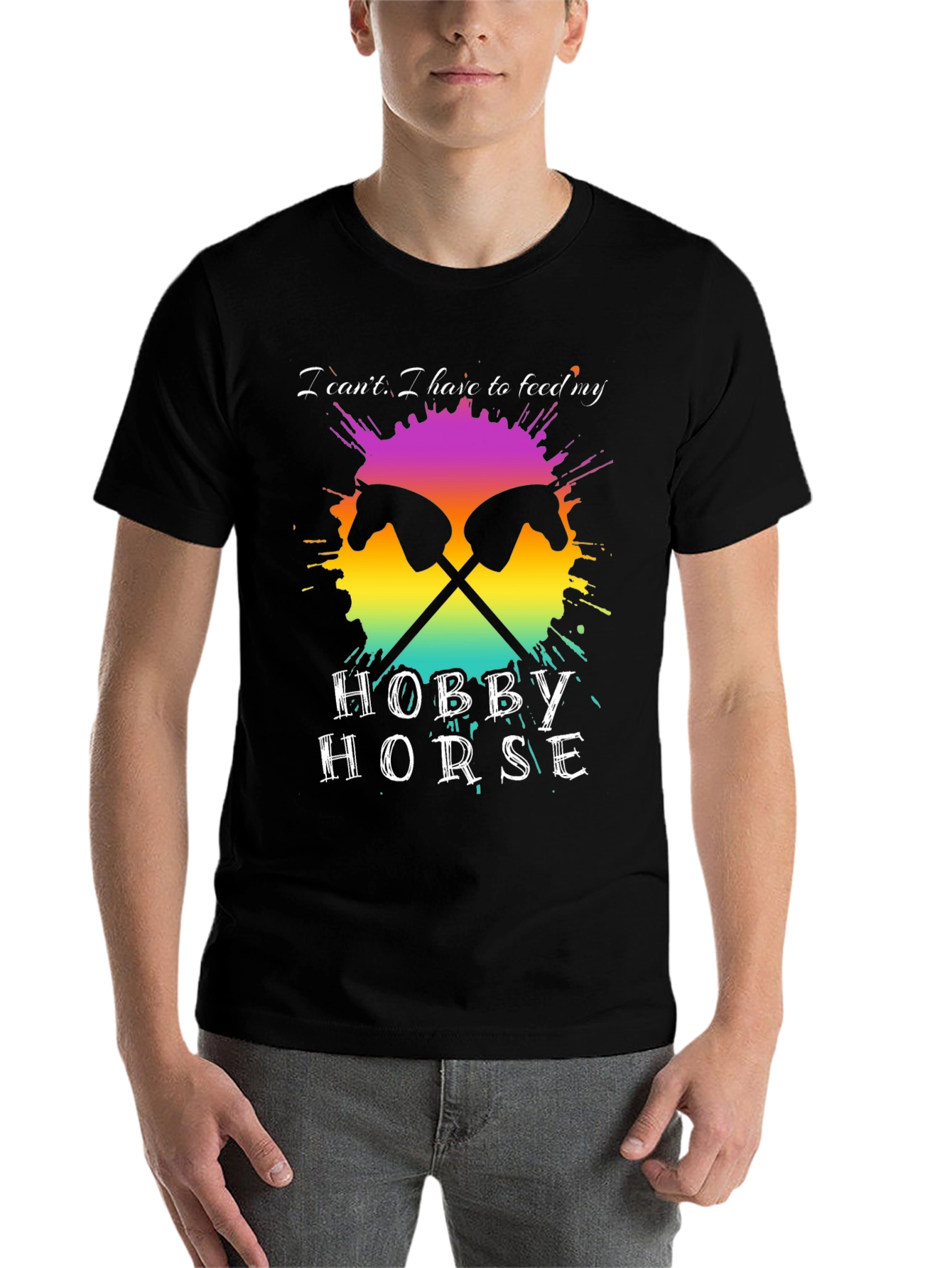 Black Hobby Horse Graphic Tee - Novelty Shirt for Horse Lovers view 7